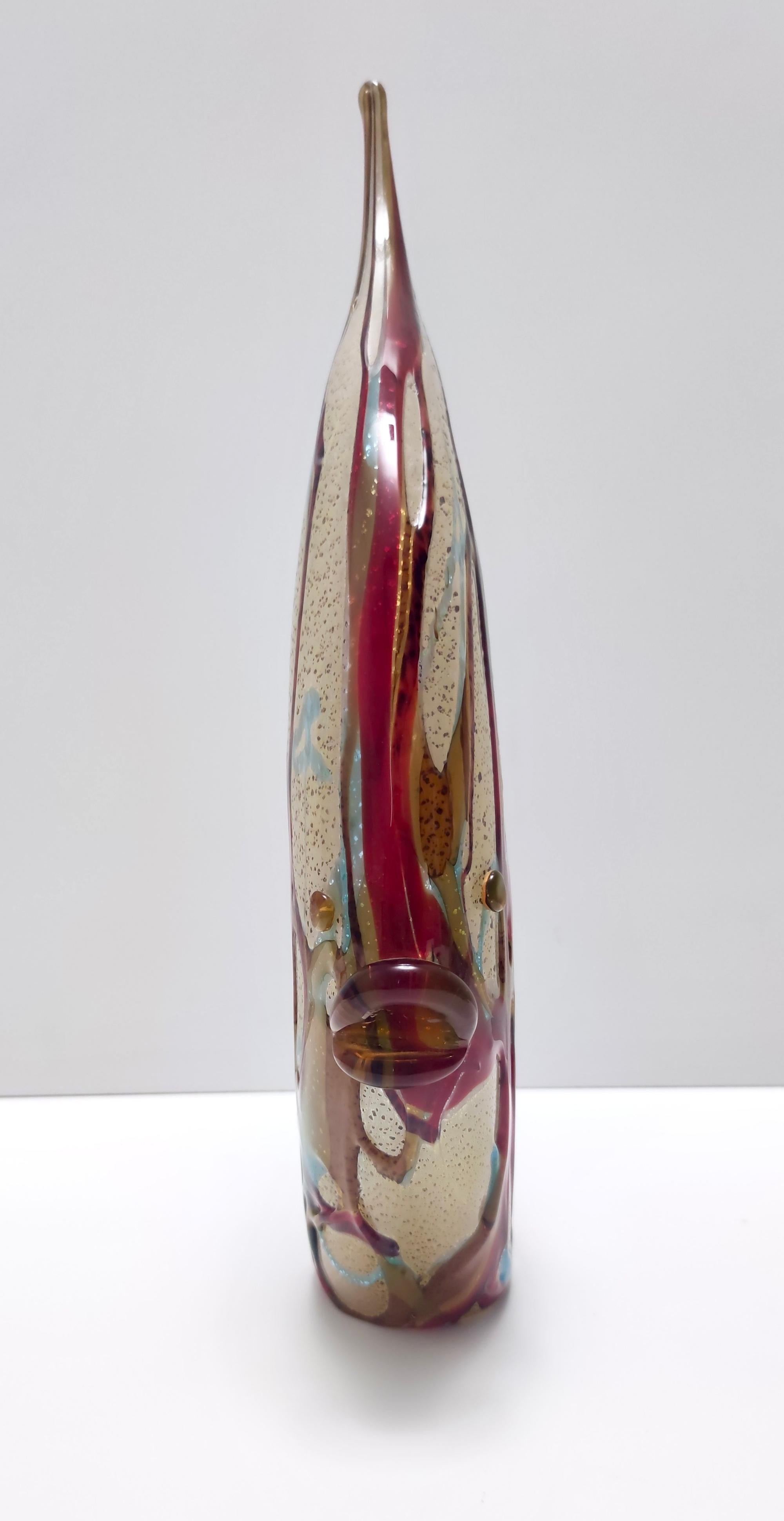 Post-Modern Postmodern Multicolored Hand Blown Murano Glass Fish Decorative Figure, Italy For Sale