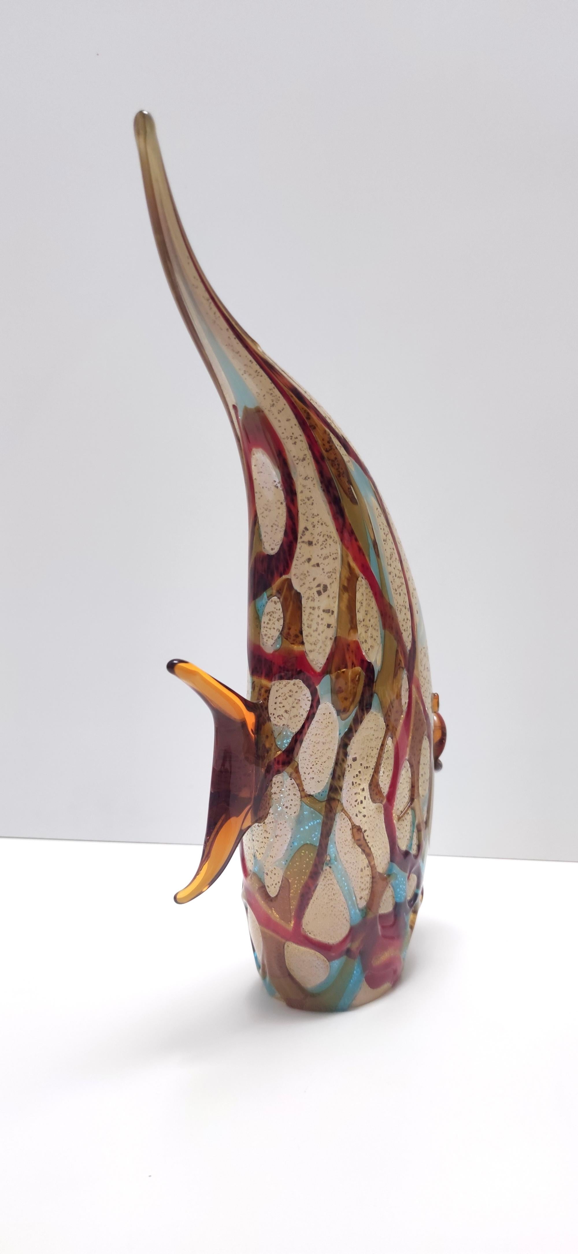 Postmodern Multicolored Hand Blown Murano Glass Fish Decorative Figure, Italy For Sale 1