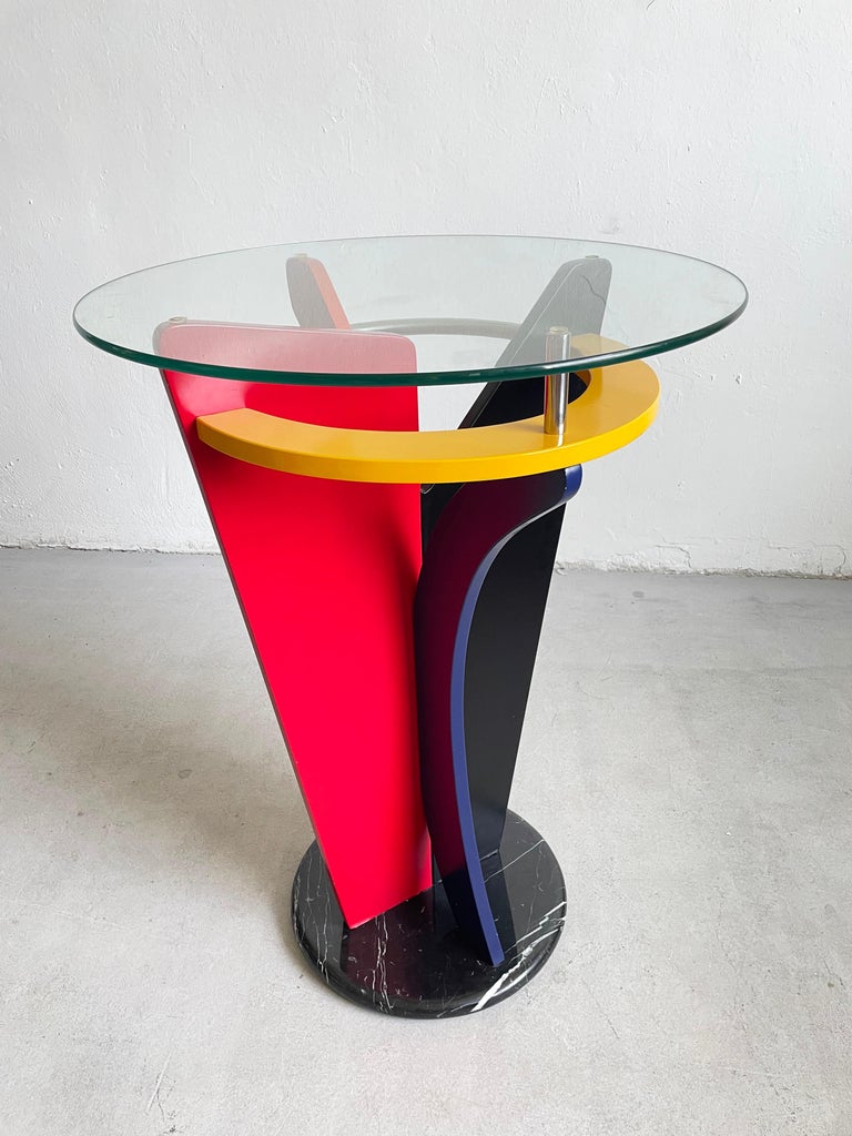 Pied Guéridon Années 80 Dlg Sottsass Post Moderniste Memphis Milano