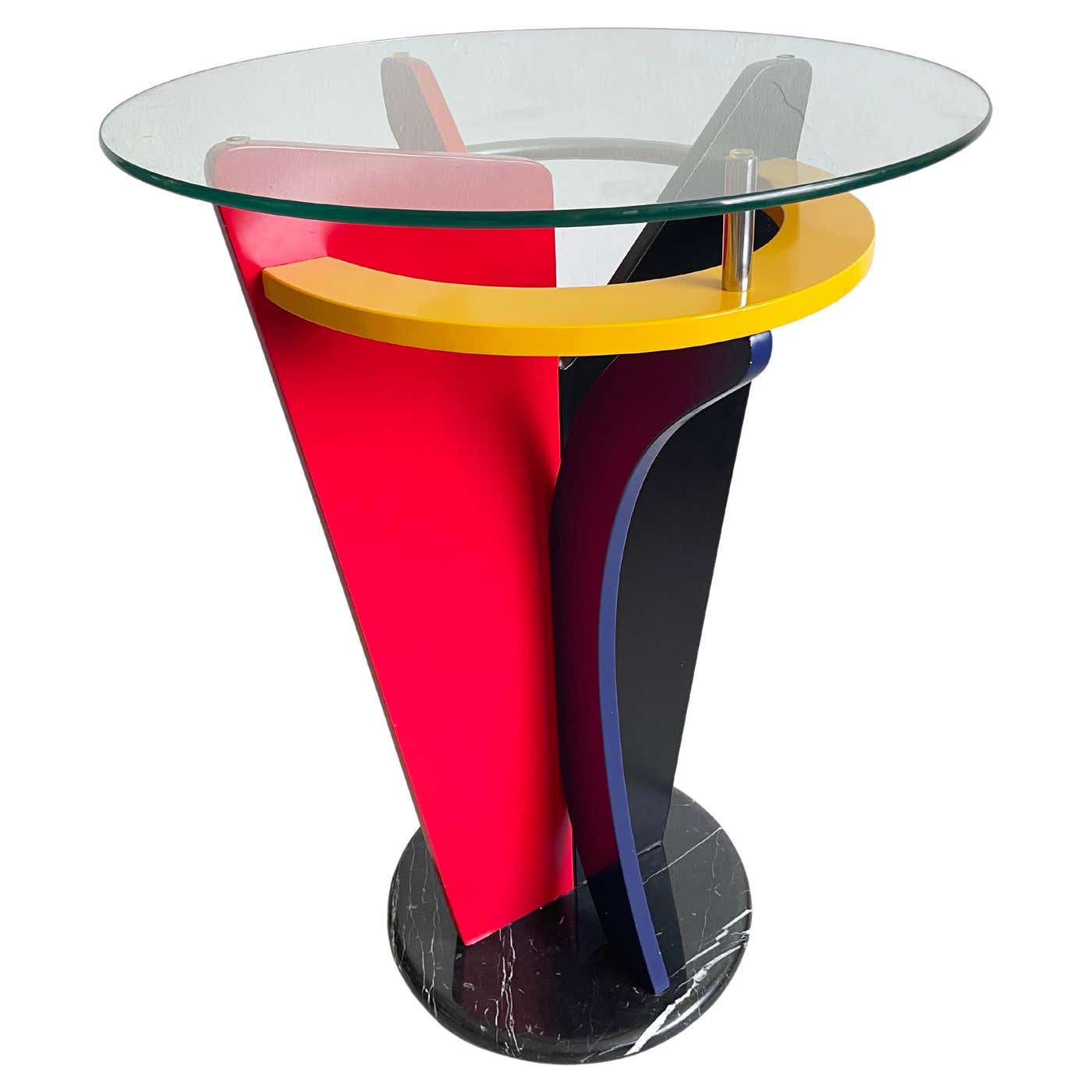 Table Post Design Postmodern Multicolored Italian Memphis Design Pedestal Gueridon Side ...