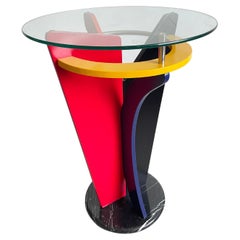 Postmodern Multicolored Italian Memphis Design Pedestal Gueridon Side Table