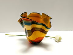 Postmodern Multicolored Murano Glass Fazzoletto Vase, Italy