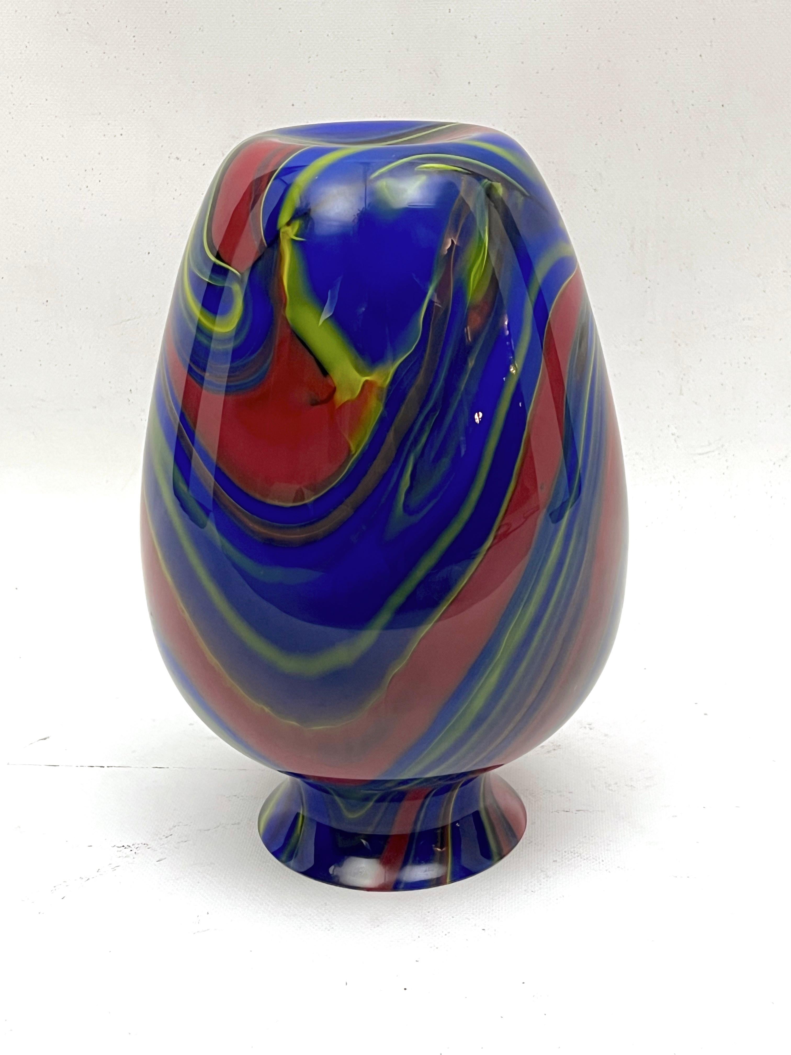 Postmodern Multicolored Murano Glass Vase by Ottavio Missoni, Italy 1980s For Sale 1