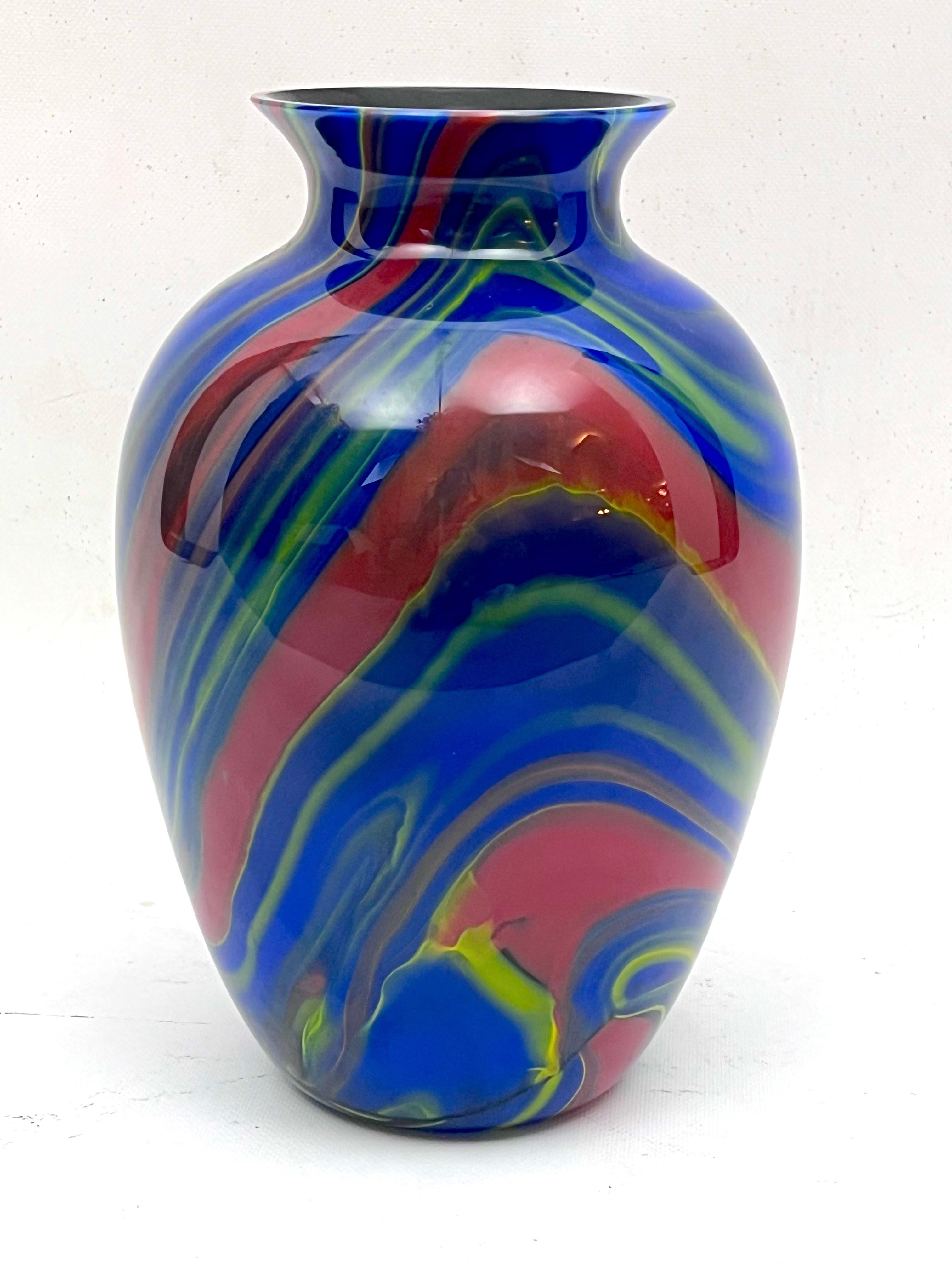 Multicolored blown Murano glass designed by Ottavio Missoni and produced during the 80s in excellent vintage condition with normal trace of age and use. No cracks or chips.
 