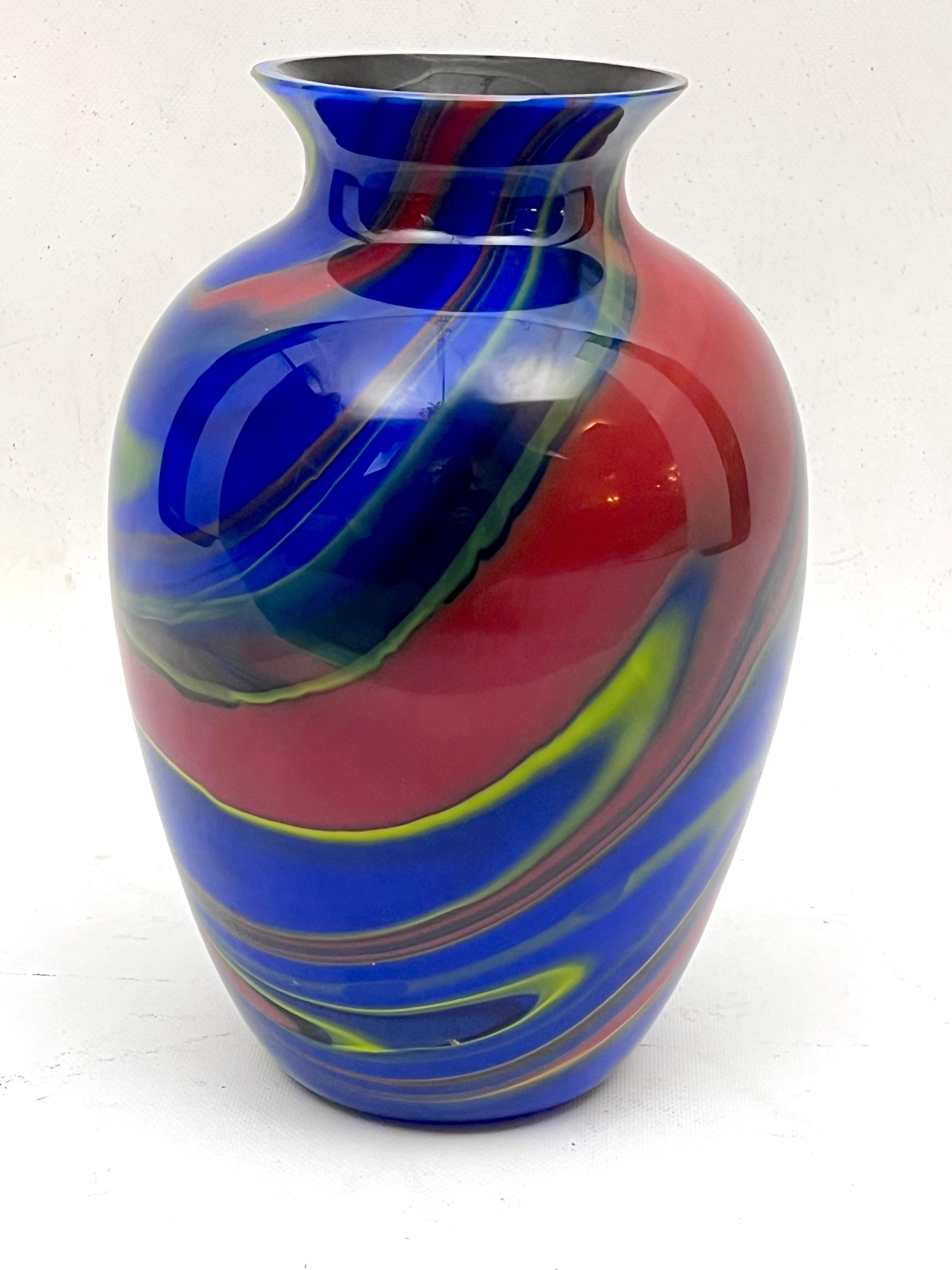 Postmoderne Vase postmoderne en verre de Murano multicolore d'Ottavio Missoni, Italie, annes 1980 en vente