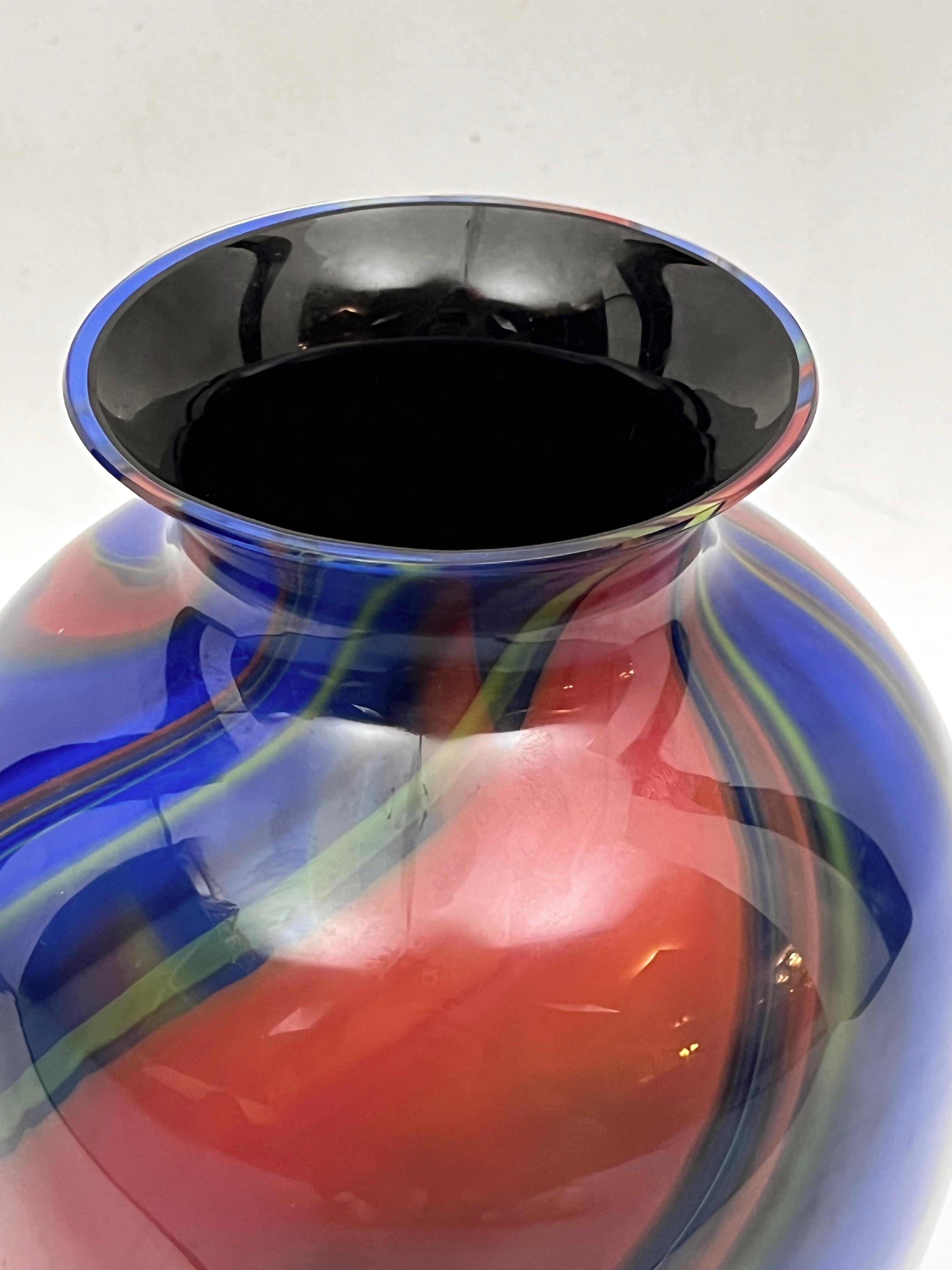 Vase postmoderne en verre de Murano multicolore d'Ottavio Missoni, Italie, annes 1980 Bon état - En vente à Catania, CT