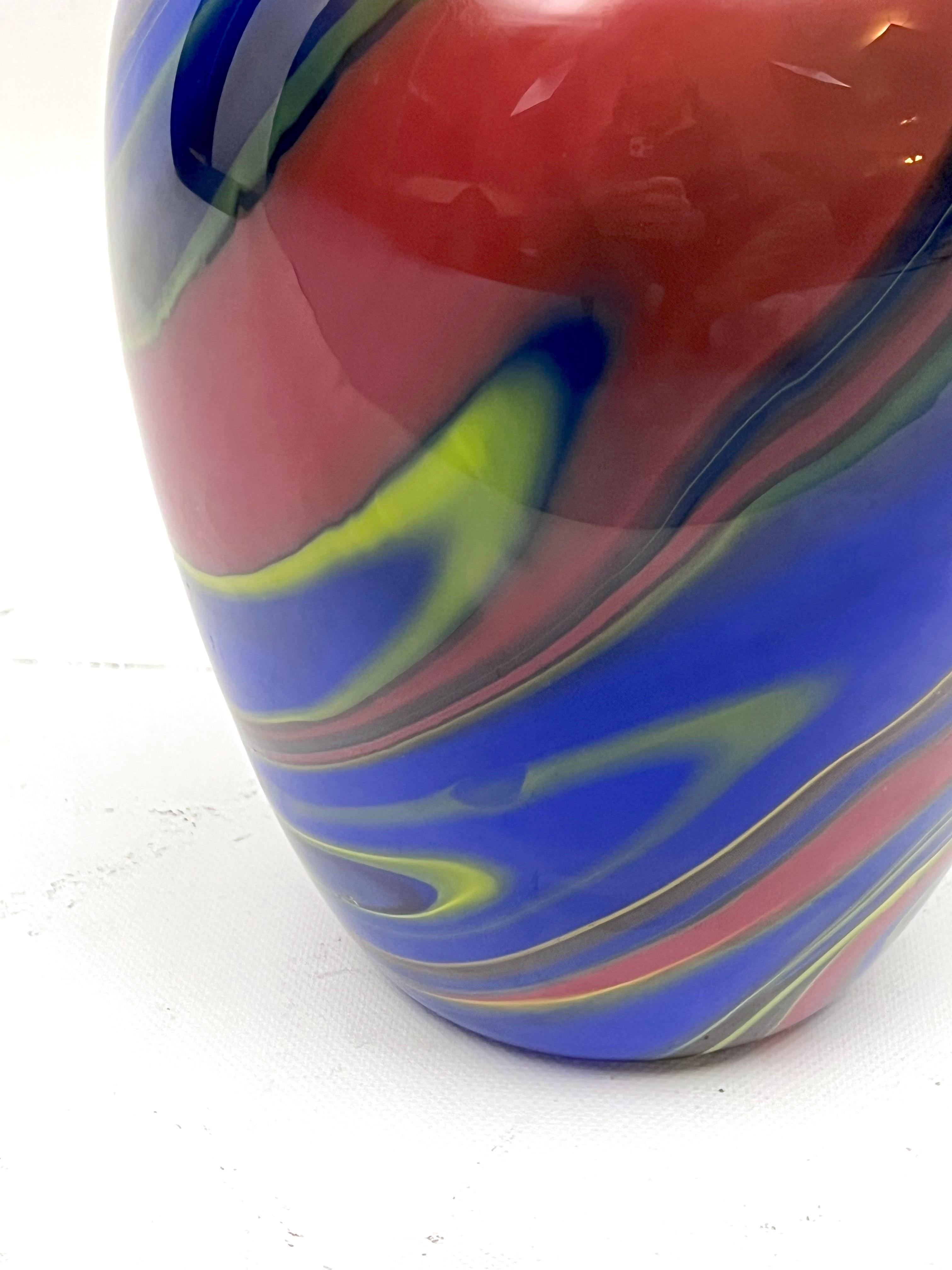 20ième siècle Vase postmoderne en verre de Murano multicolore d'Ottavio Missoni, Italie, annes 1980 en vente