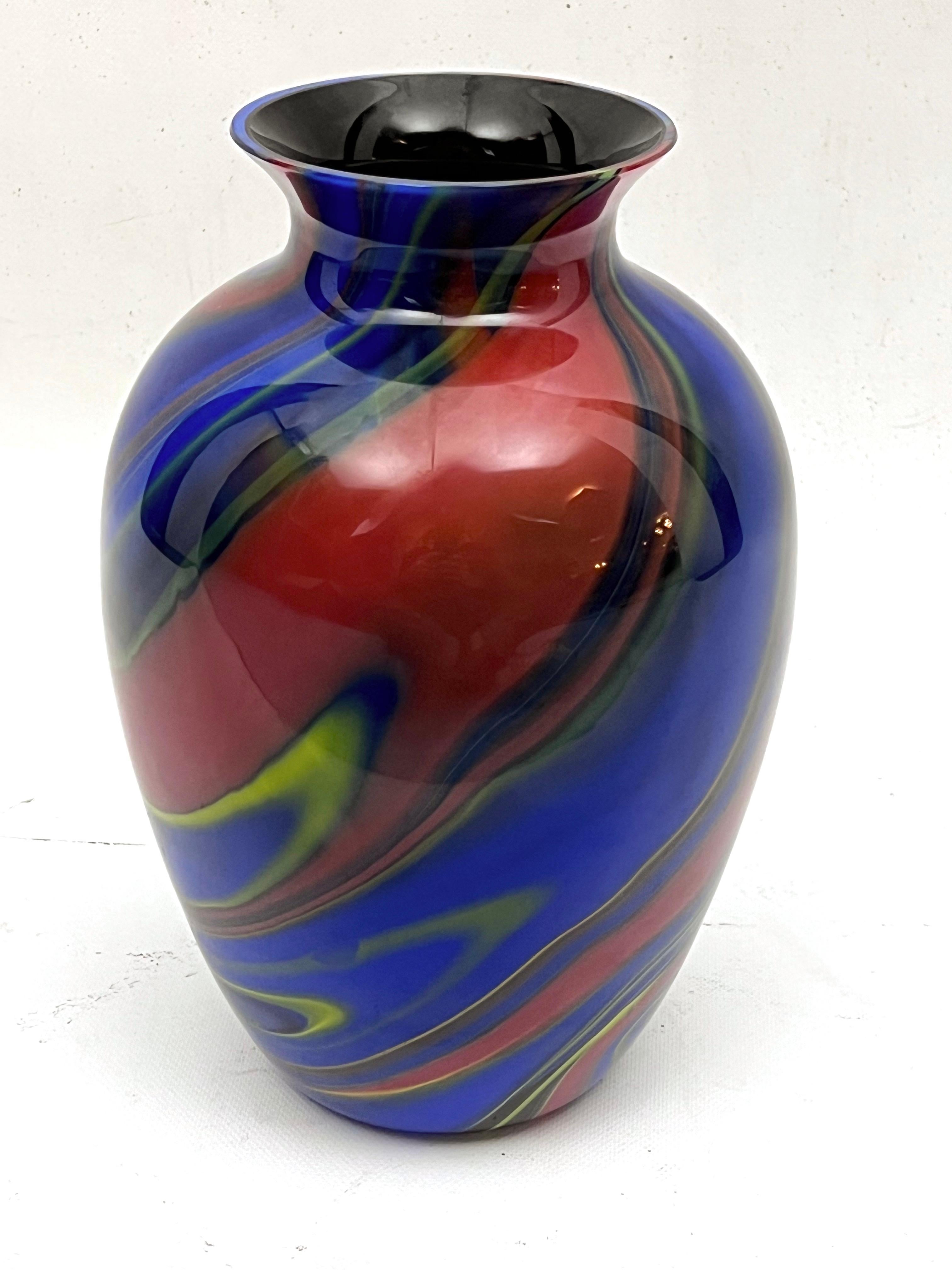 Verre de Murano Vase postmoderne en verre de Murano multicolore d'Ottavio Missoni, Italie, annes 1980 en vente