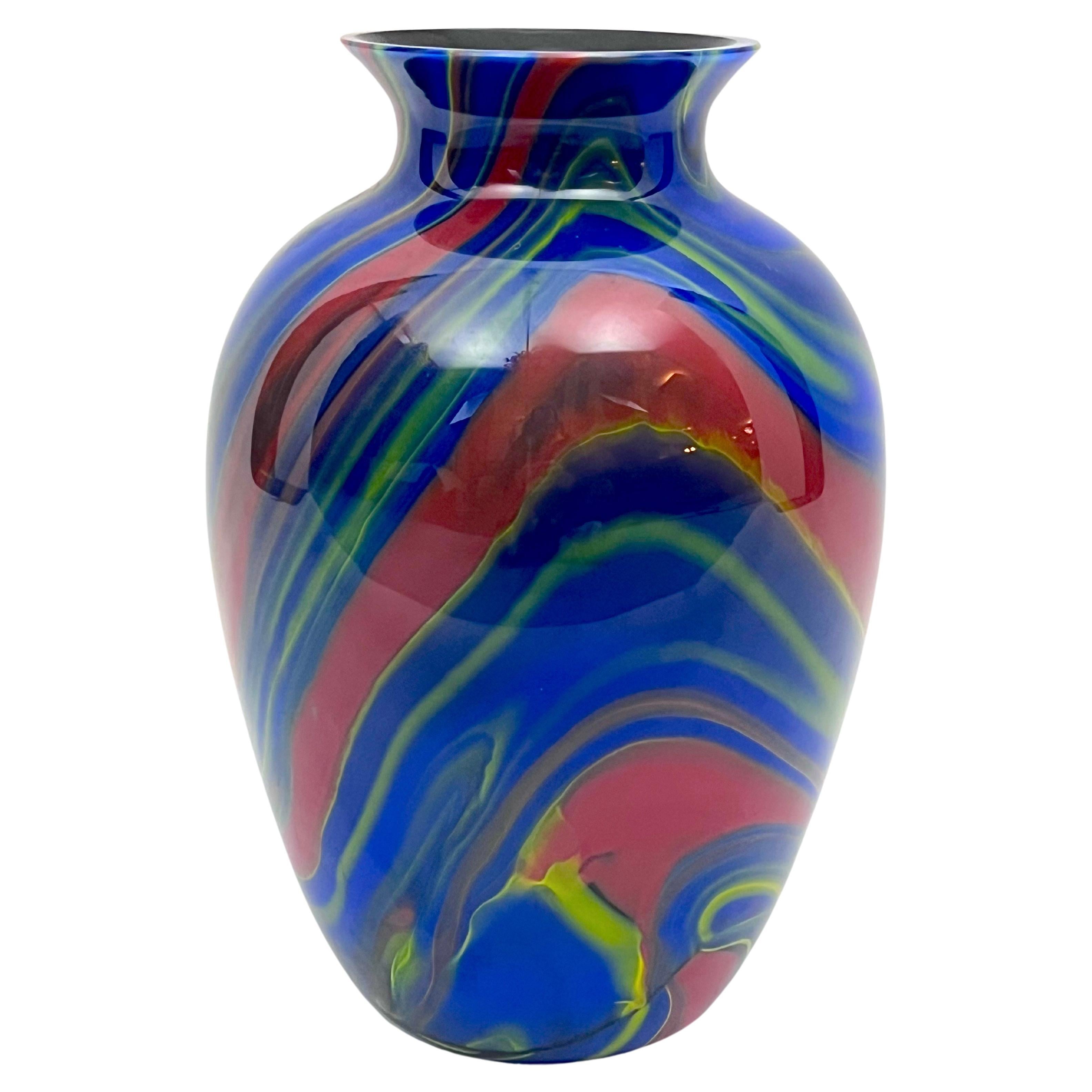 Postmodern Multicolored Murano Glass Vase by Ottavio Missoni, Italy 1980s For Sale
