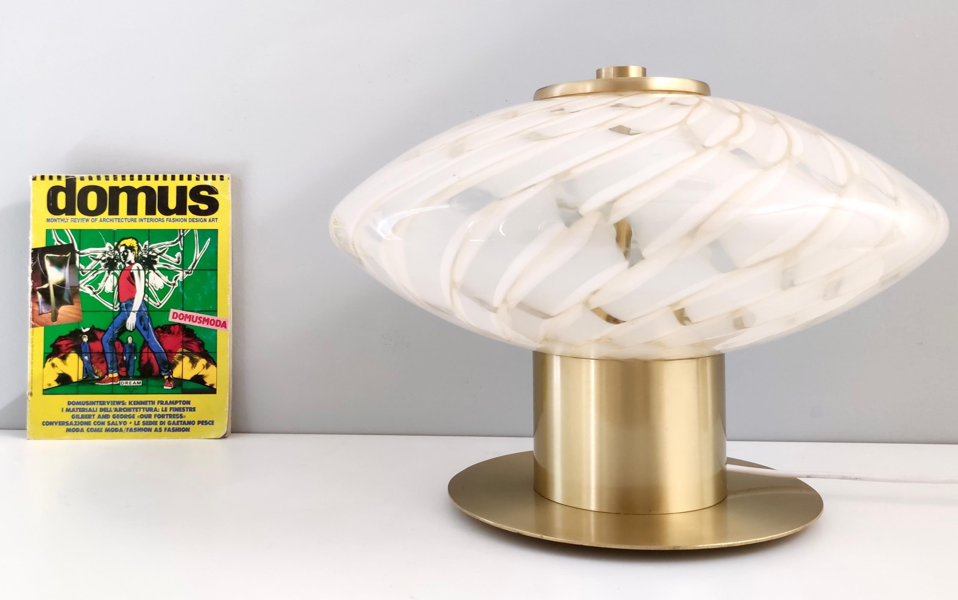 Post-Modern Postmodern Murano Glass and Brass Table Lamp, Italy, 1980s For Sale