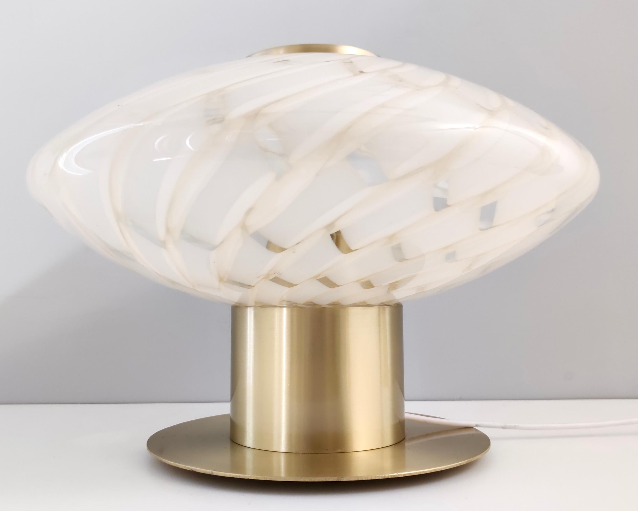 Late 20th Century Postmodern Murano Glass and Brass Table Lamp, Italy, 1980s For Sale