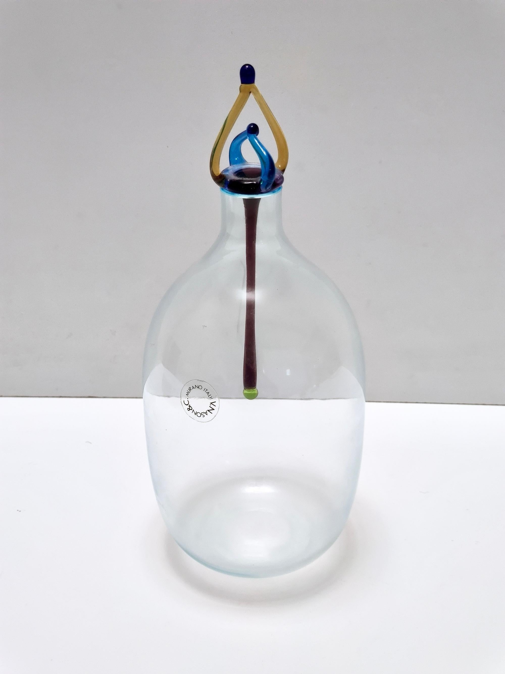 Italian Postmodern Murano Glass Decanter Bottle by Vincenzo Nason, Italy For Sale