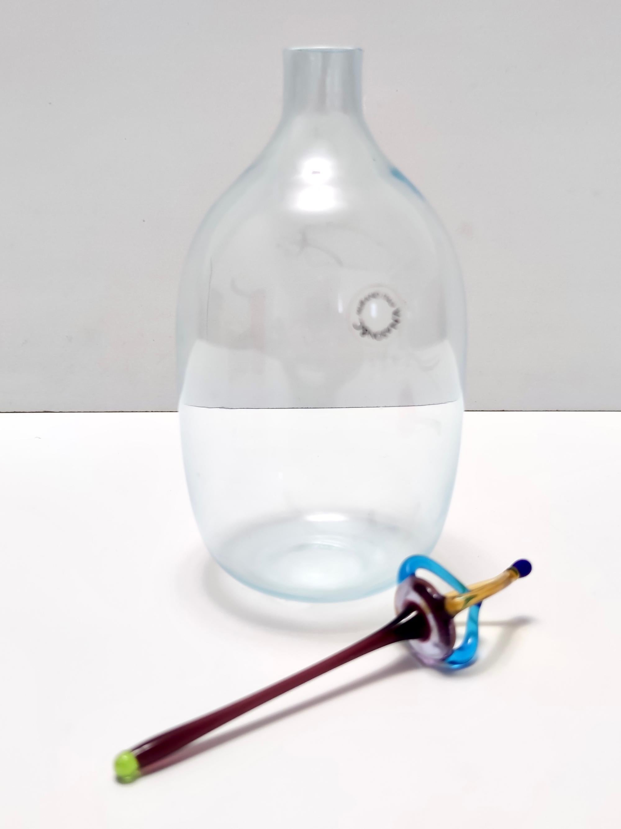 Hand-Crafted Postmodern Murano Glass Decanter Bottle by Vincenzo Nason, Italy For Sale