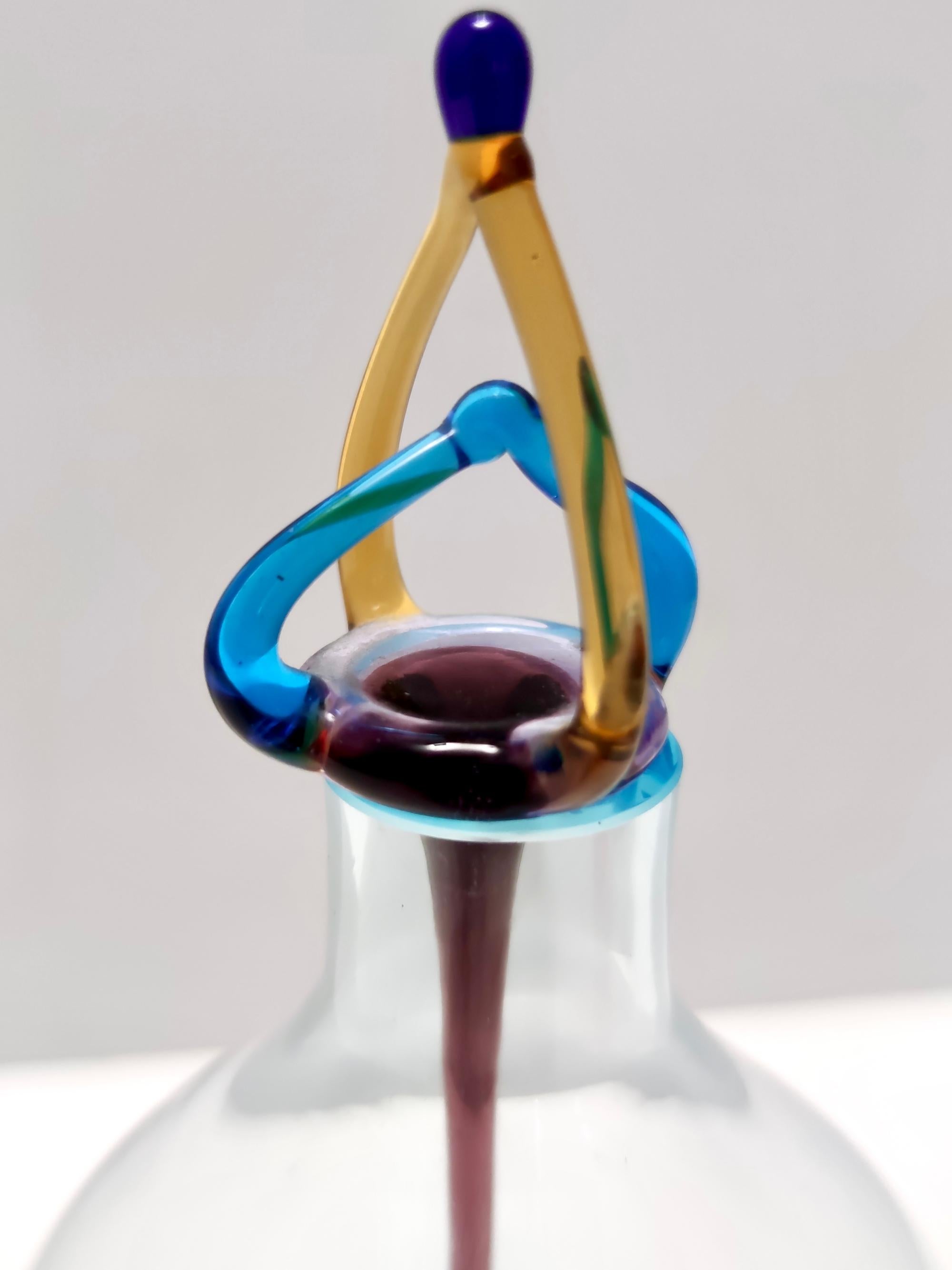 Postmodern Murano Glass Decanter Bottle by Vincenzo Nason, Italy For Sale 1