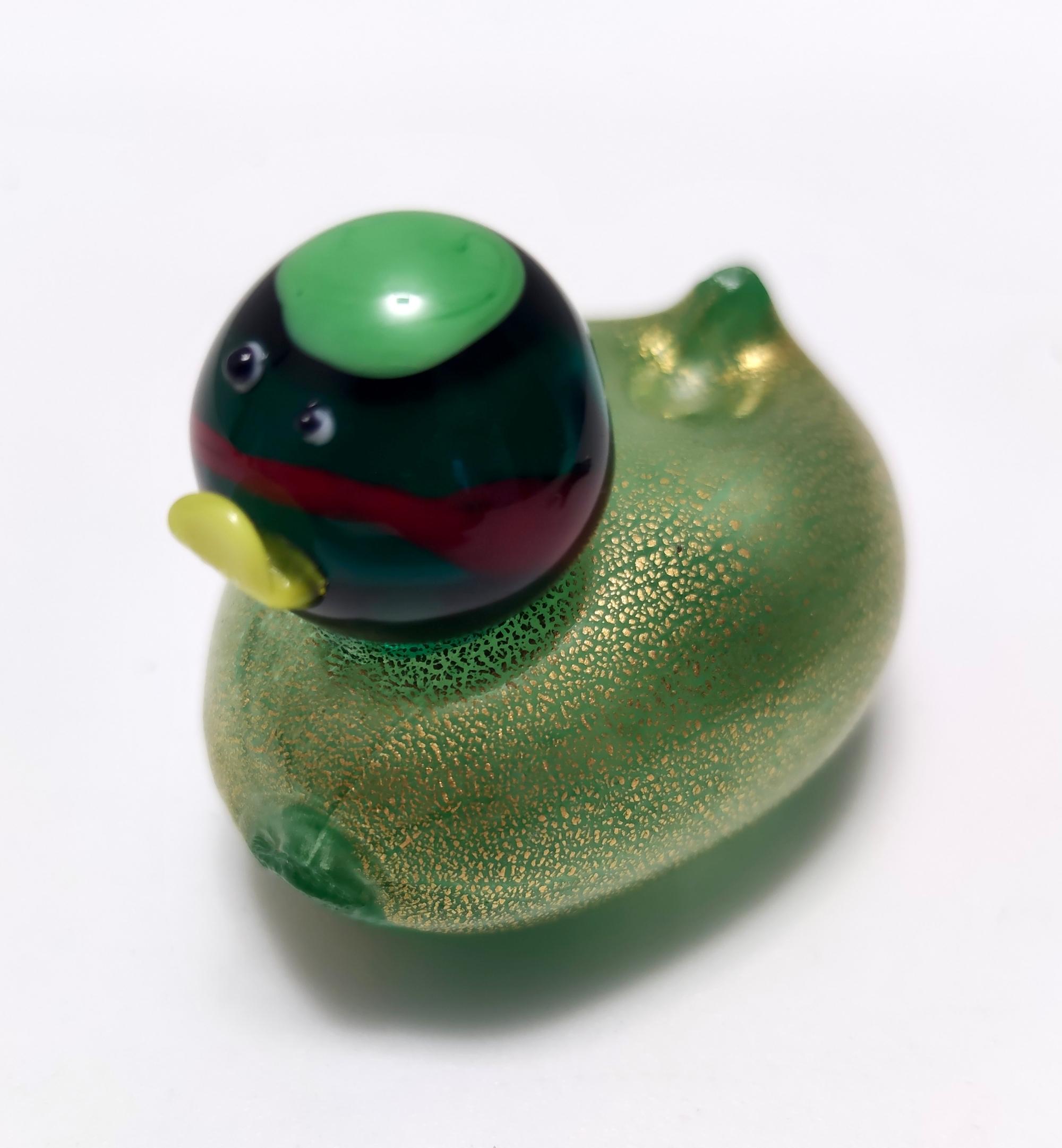 Postmodern Murano Glass Duck with Gold Leaf by La Murrina, Italy In Excellent Condition In Bresso, Lombardy