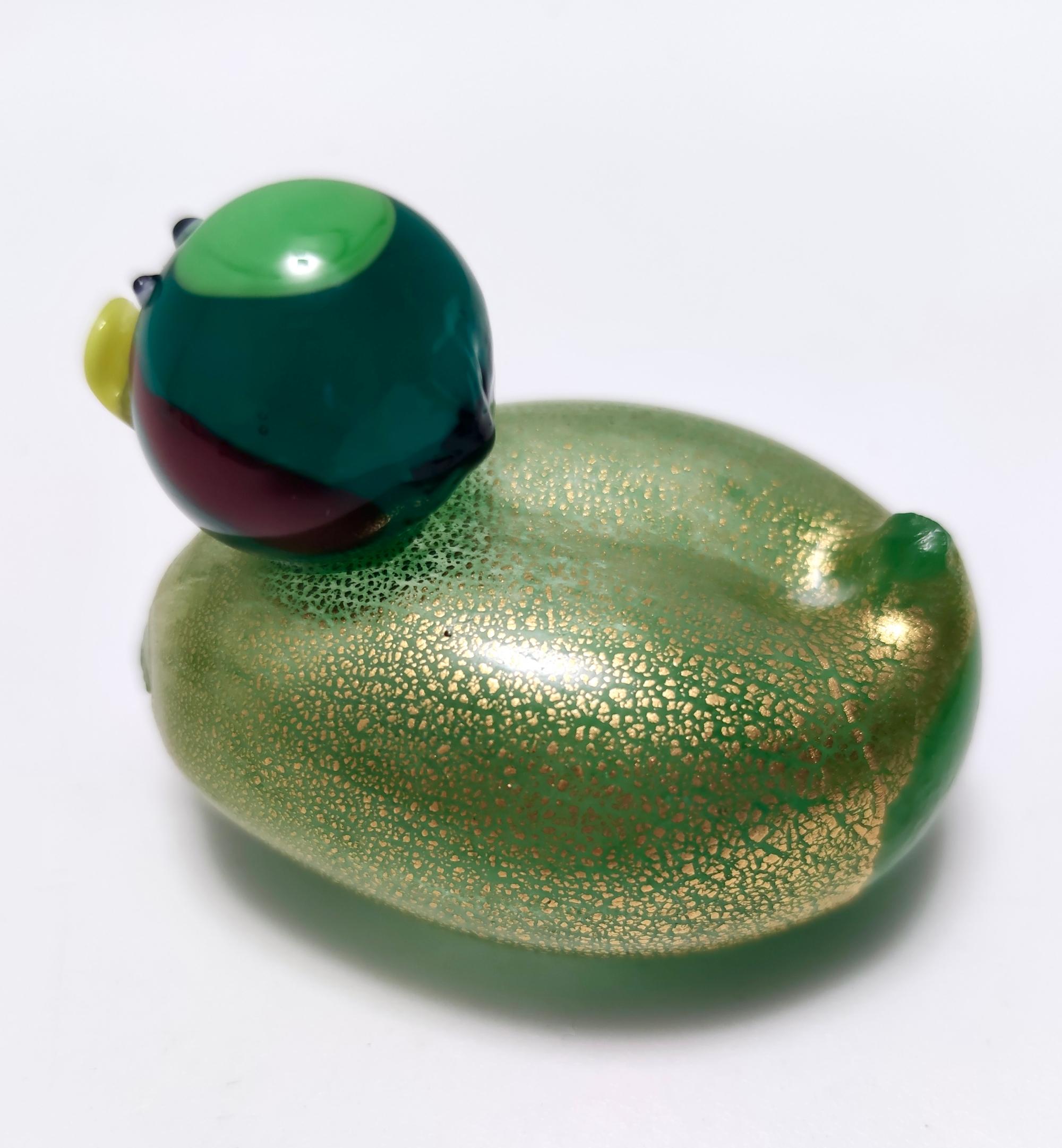 Late 20th Century Postmodern Murano Glass Duck with Gold Leaf by La Murrina, Italy