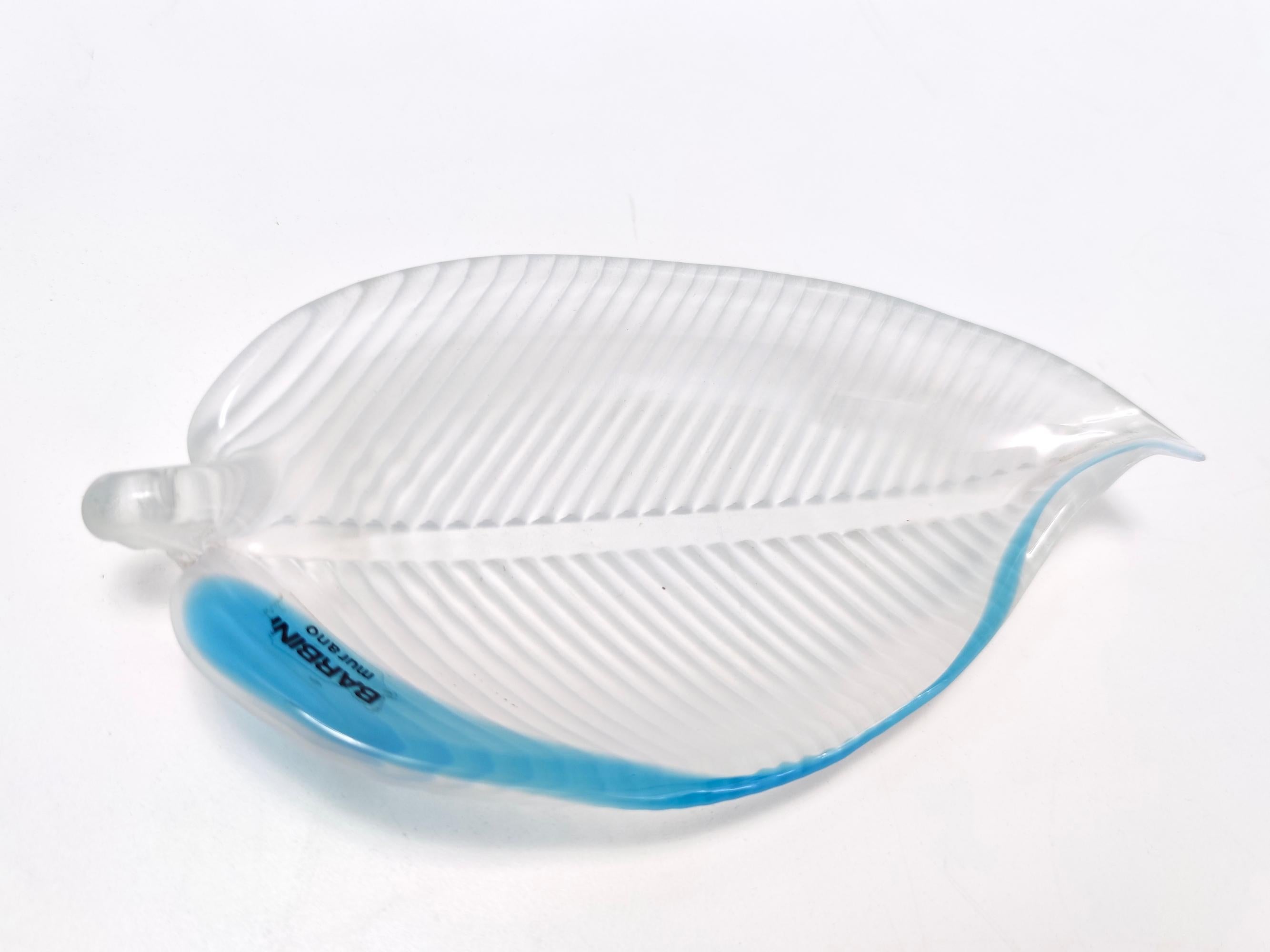 Late 20th Century Postmodern Murano Glass Leaf Trinket Bowl / VIde-Poche by Alfredo Barbini, Italy For Sale