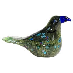 Postmodern Murano Glass Millefiori Bird Figurine Paperweight