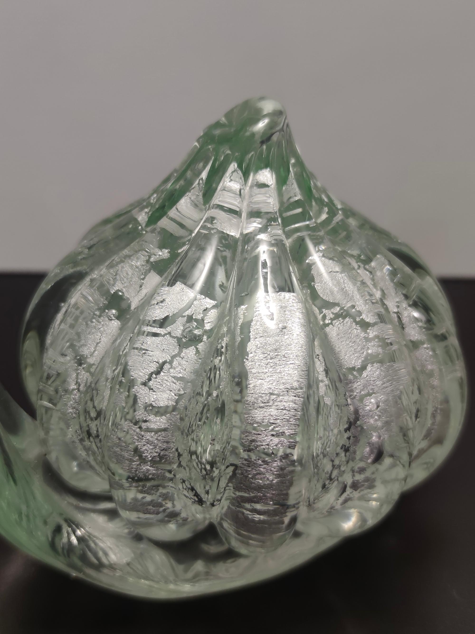 Postmodern Murano Glass Snail Decorative Figure by La Murrina with Silver Flakes 2