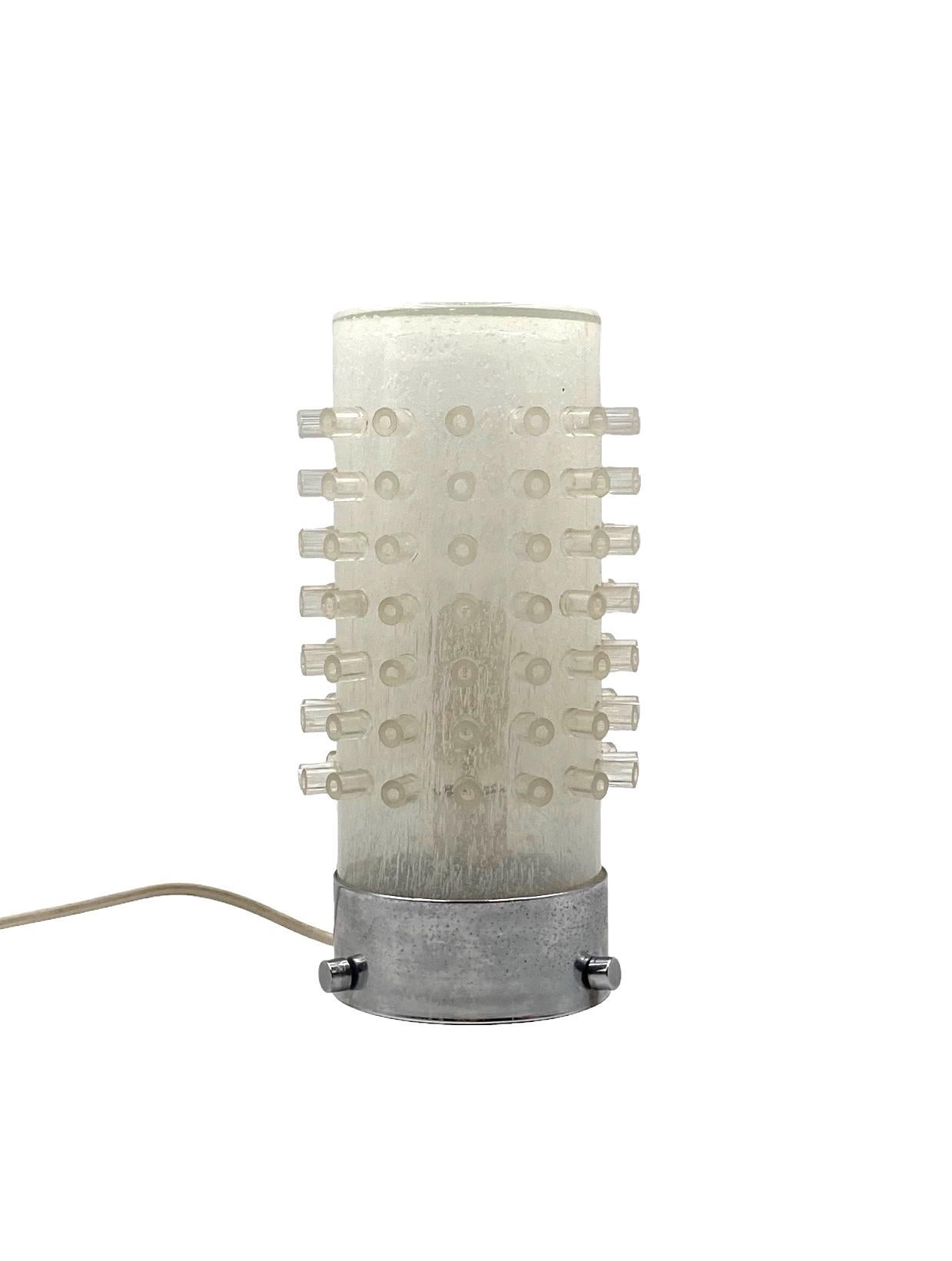Metal Postmodern Murano glass table lamp, Italy 1980s For Sale