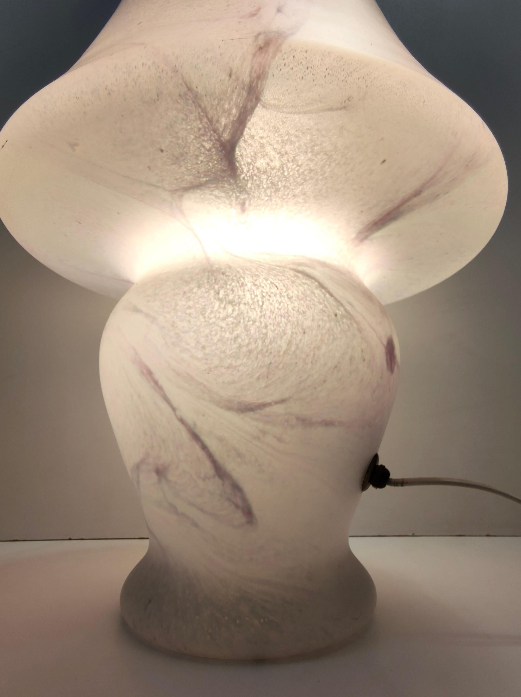 Postmodern Murano Glass Table Lamp with a Pink Marble Effect, Italy For Sale 3