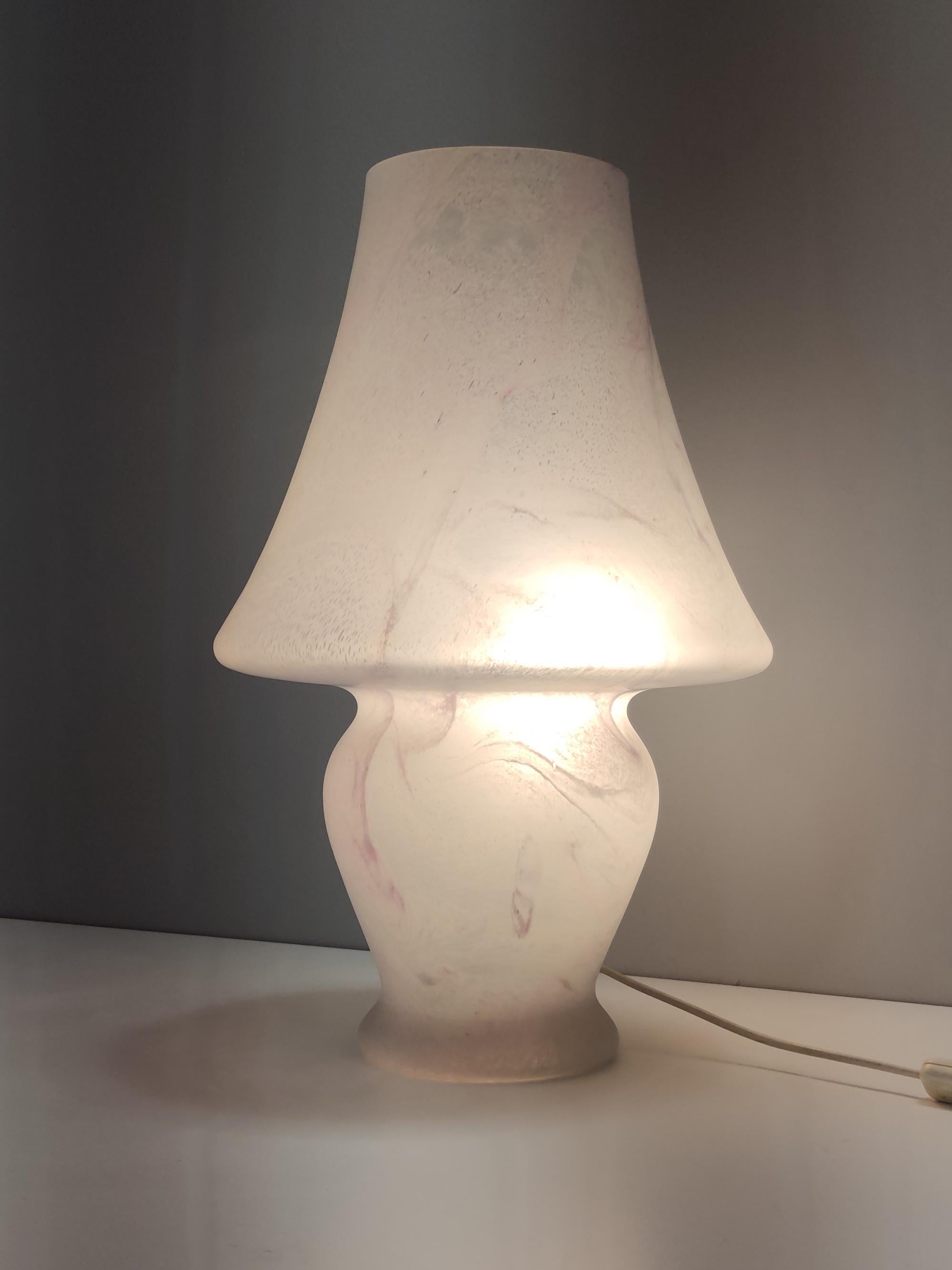 Late 20th Century Postmodern Murano Glass Table Lamp with a Pink Marble Effect, Italy For Sale