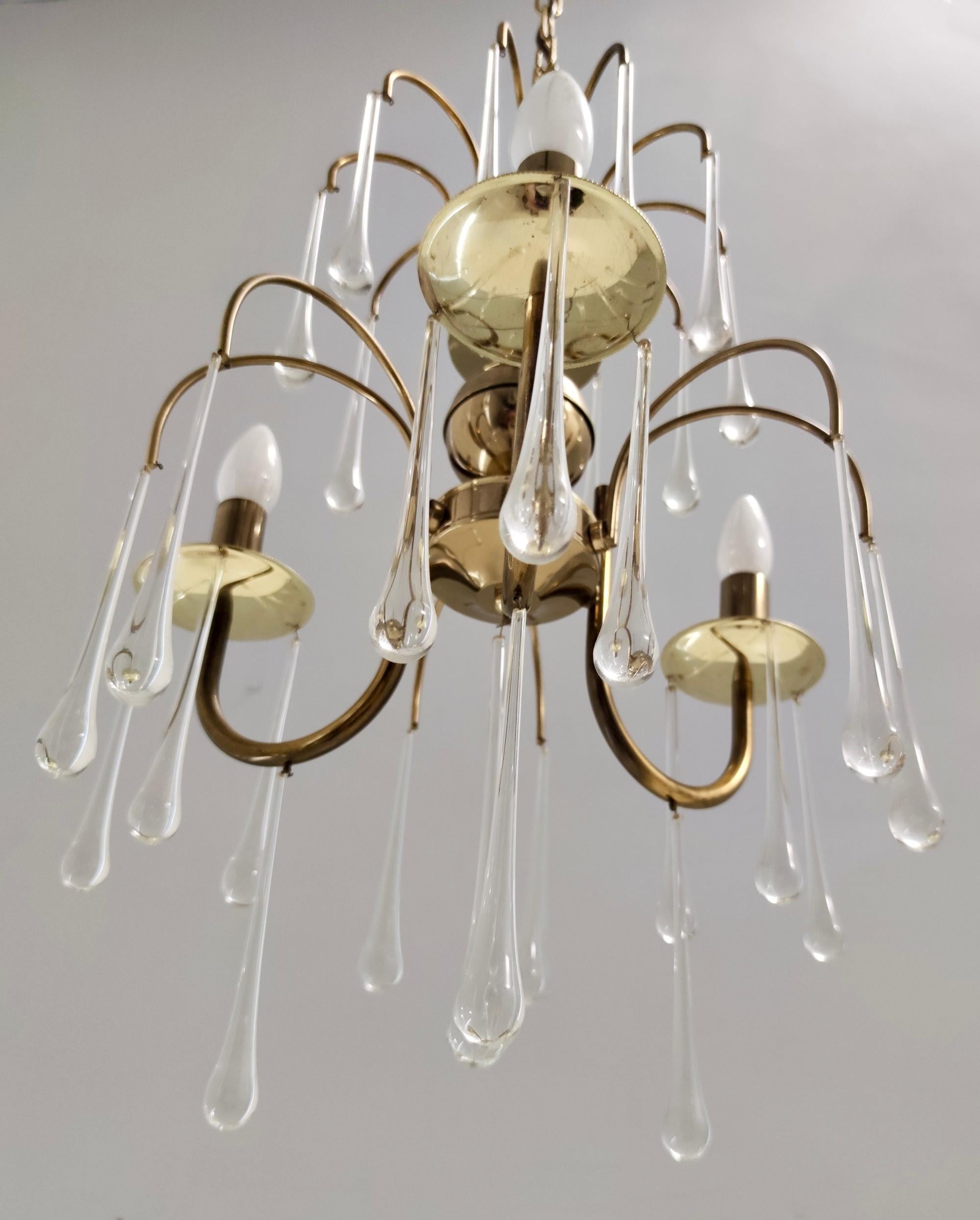 Postmodern Murano Glass Teardrop Chandelier in the Style of Venini, Italy For Sale 4