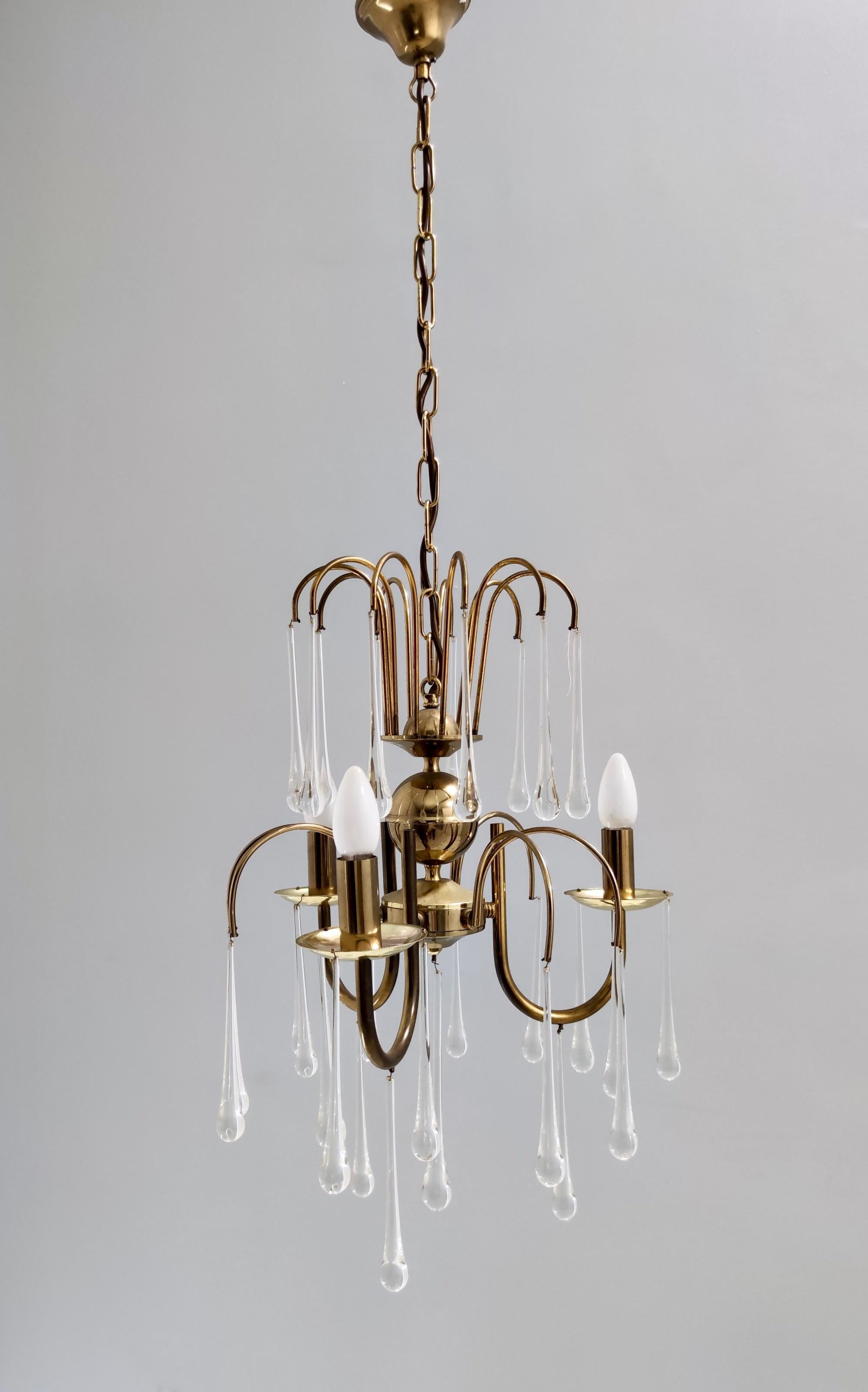 Lustre postmoderne en verre de Murano en forme de goutte d'eau dans le style de Venini, Italie en vente 4