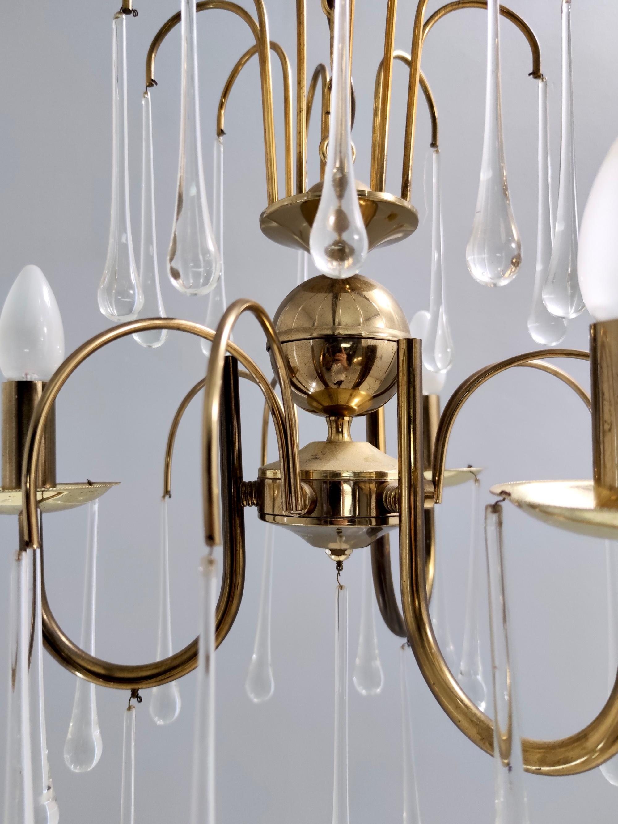 Lustre postmoderne en verre de Murano en forme de goutte d'eau dans le style de Venini, Italie en vente 5