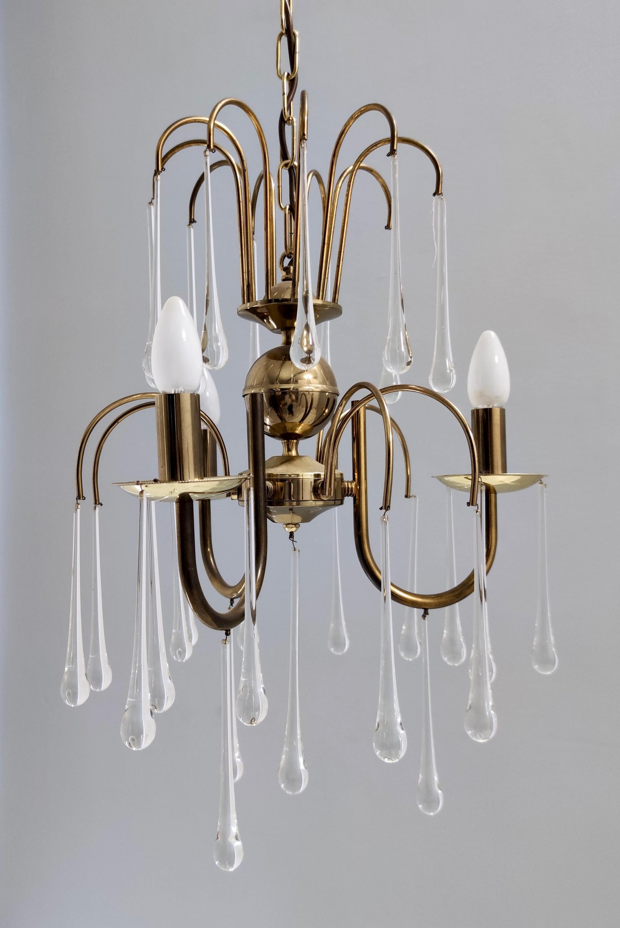 Lustre postmoderne en verre de Murano en forme de goutte d'eau dans le style de Venini, Italie en vente 6