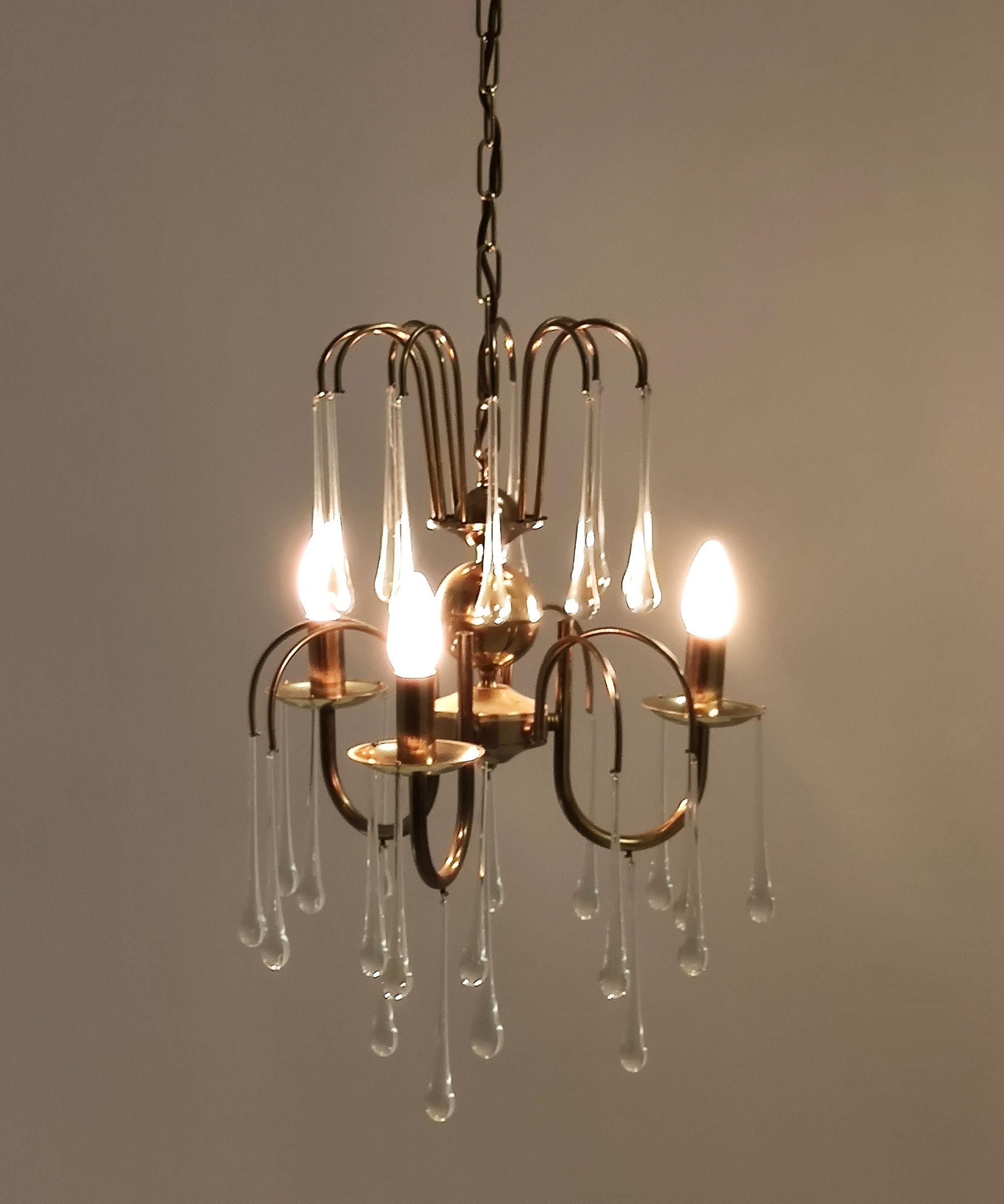 Lustre postmoderne en verre de Murano en forme de goutte d'eau dans le style de Venini, Italie en vente 8