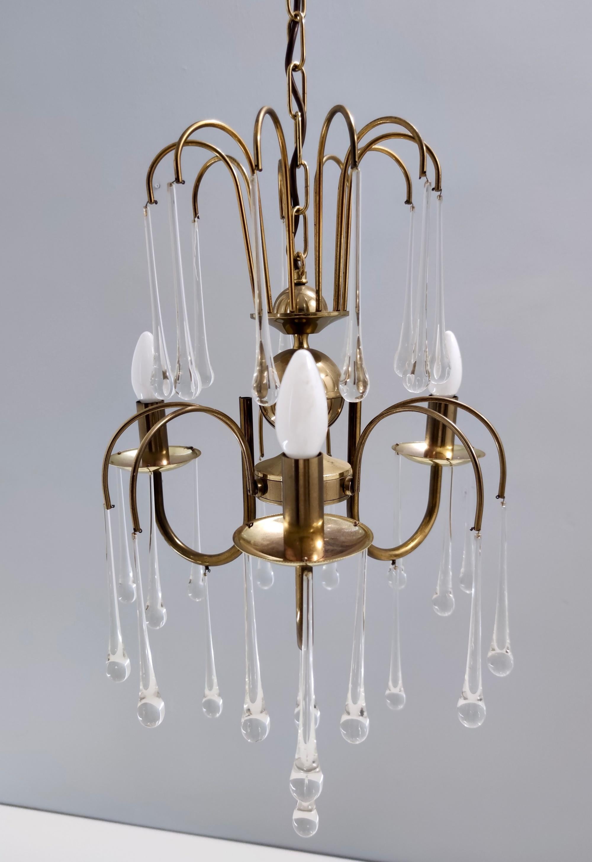 Fin du 20e siècle Lustre postmoderne en verre de Murano en forme de goutte d'eau dans le style de Venini, Italie en vente