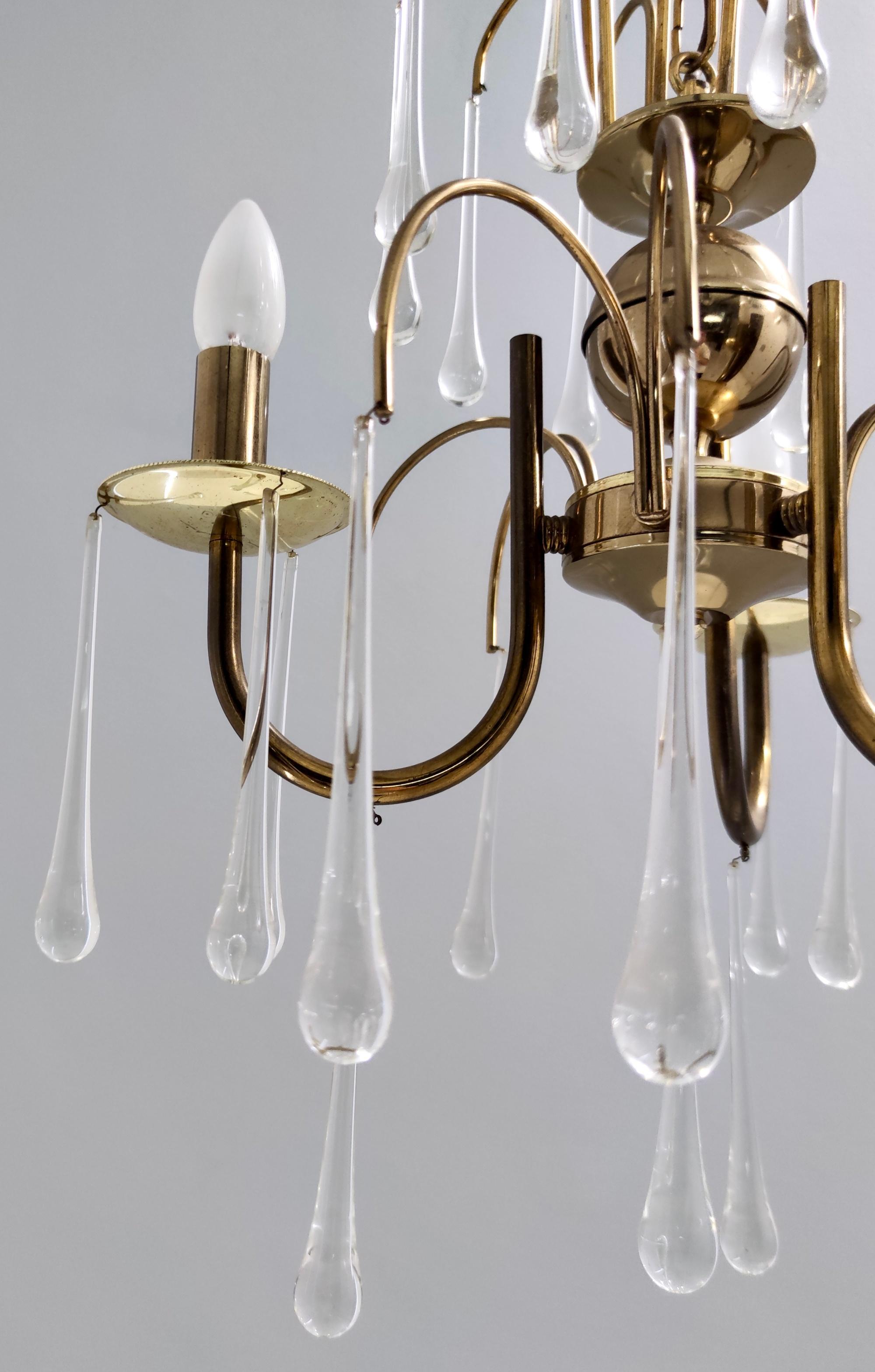Lustre postmoderne en verre de Murano en forme de goutte d'eau dans le style de Venini, Italie en vente 1