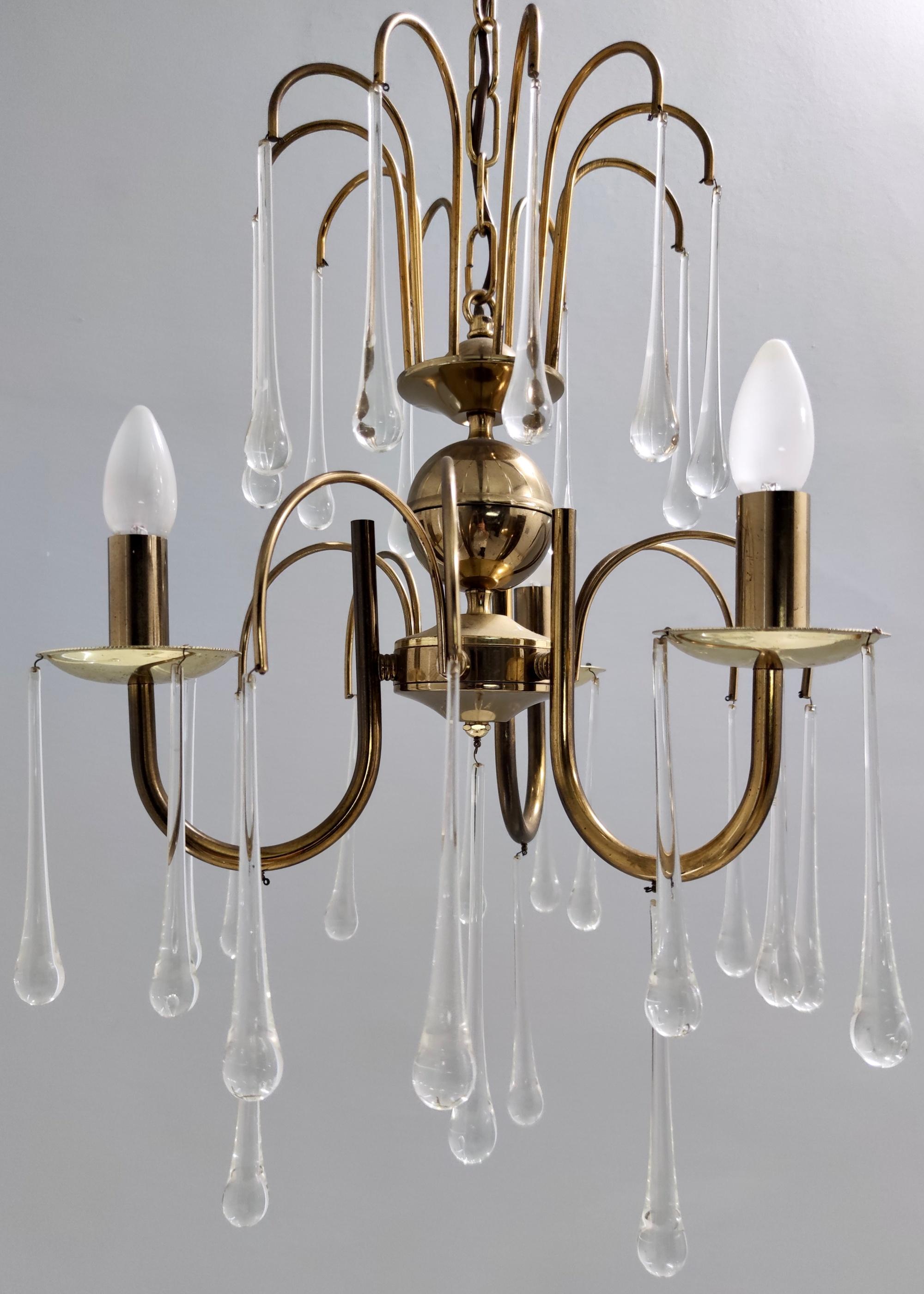 Lustre postmoderne en verre de Murano en forme de goutte d'eau dans le style de Venini, Italie en vente 2