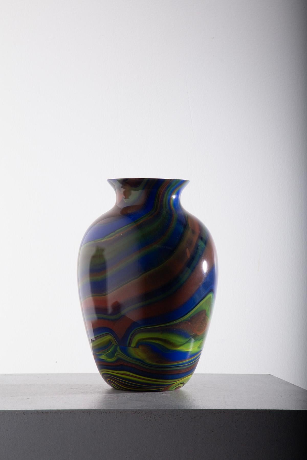 Post-Modern Postmodern Murano glass vase by Ottavio Missoni, Italy For Sale