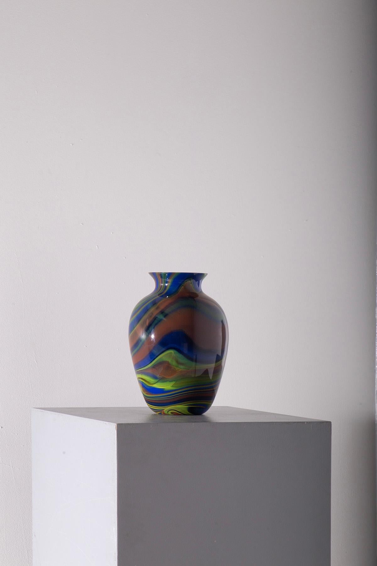 Postmodern Murano glass vase by Ottavio Missoni, Italy In Good Condition For Sale In Milano, IT
