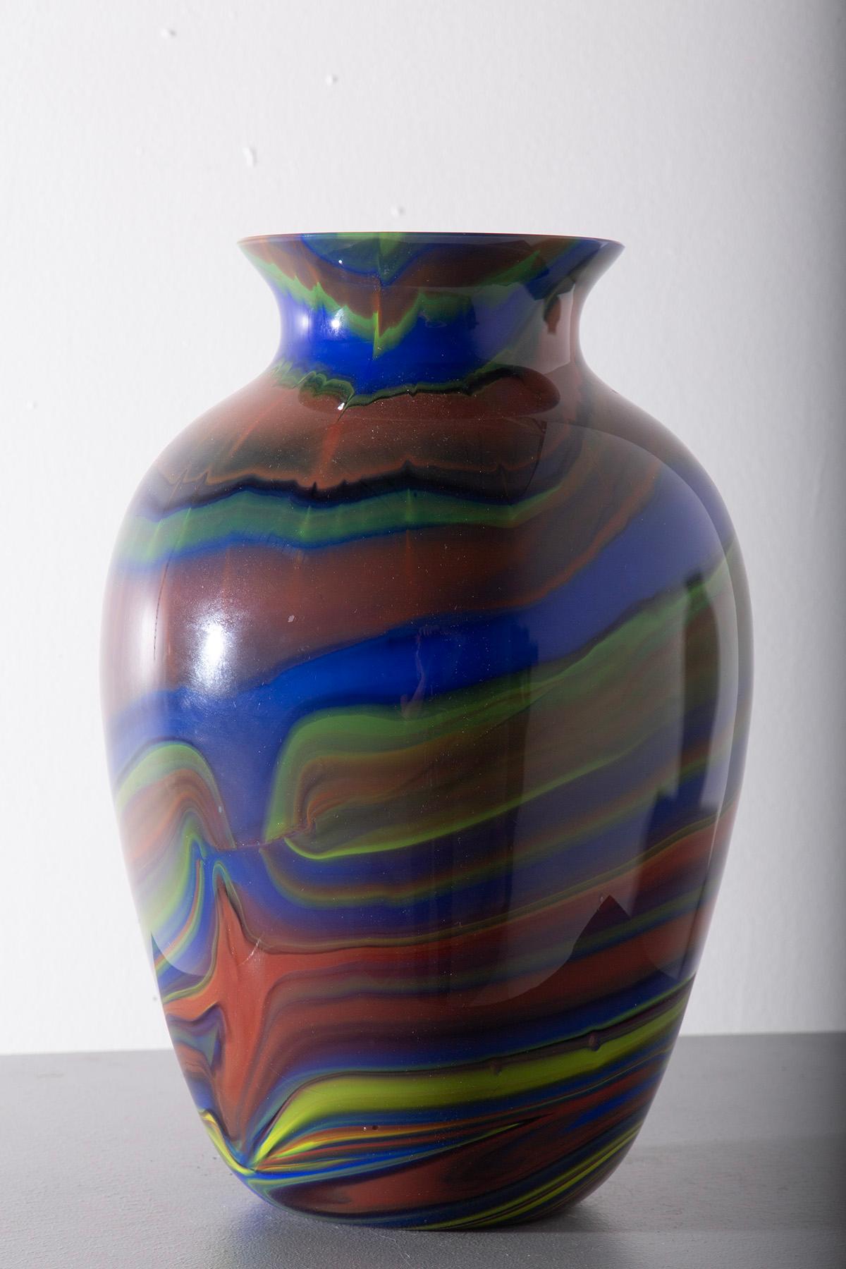 Late 20th Century Postmodern Murano glass vase by Ottavio Missoni, Italy For Sale