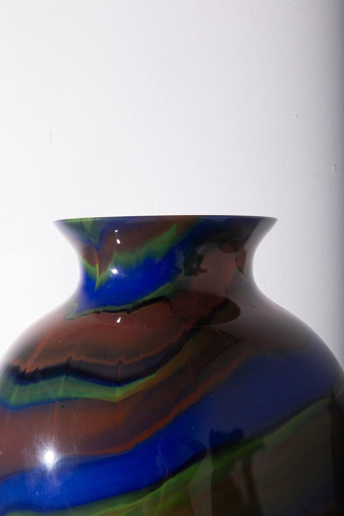 Murano Glass Postmodern Murano glass vase by Ottavio Missoni, Italy For Sale