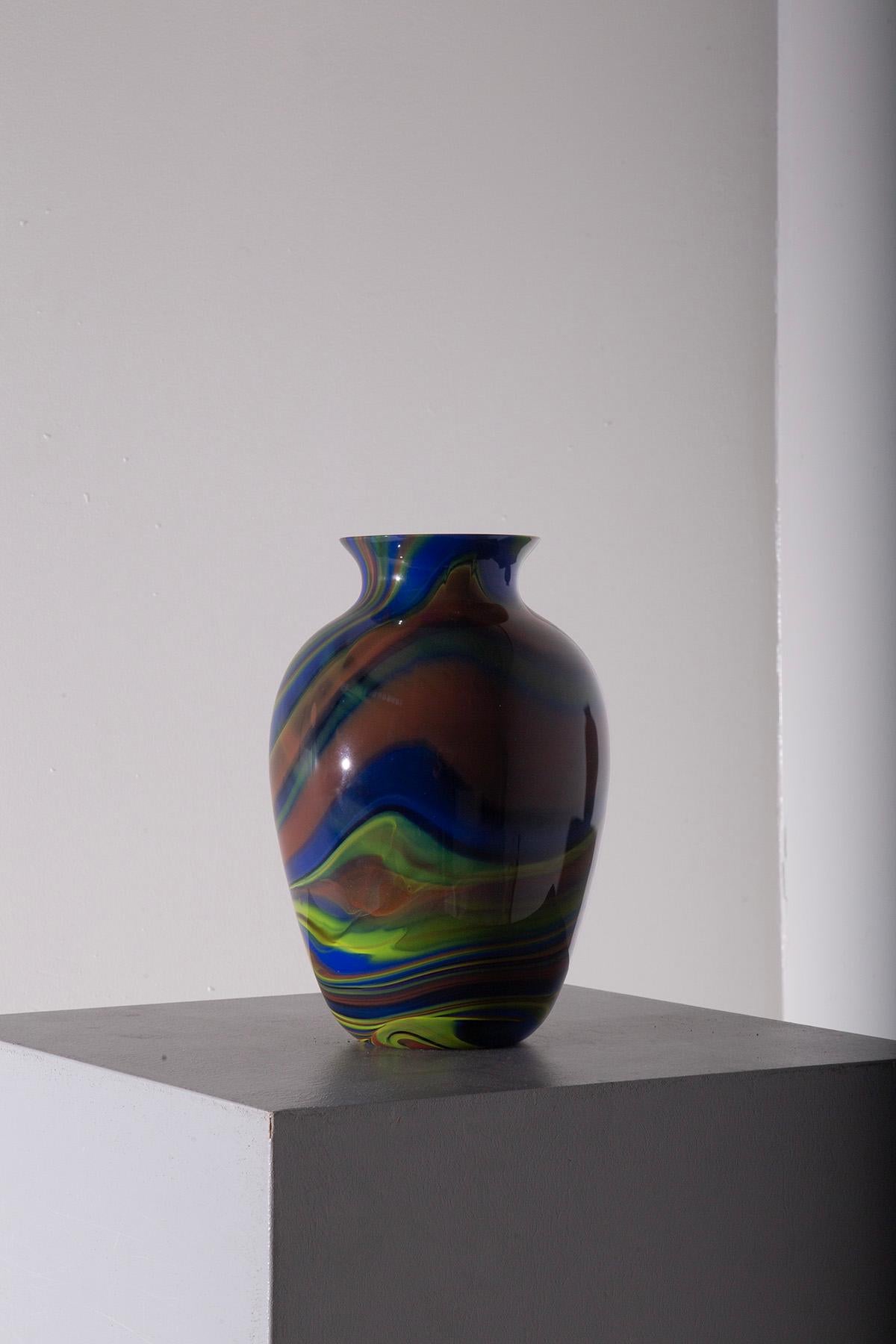 Postmodern Murano glass vase by Ottavio Missoni, Italy For Sale 2