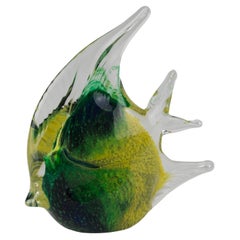 Used Postmodern Murano Sommerso Glass Fish Figurine Paperweight