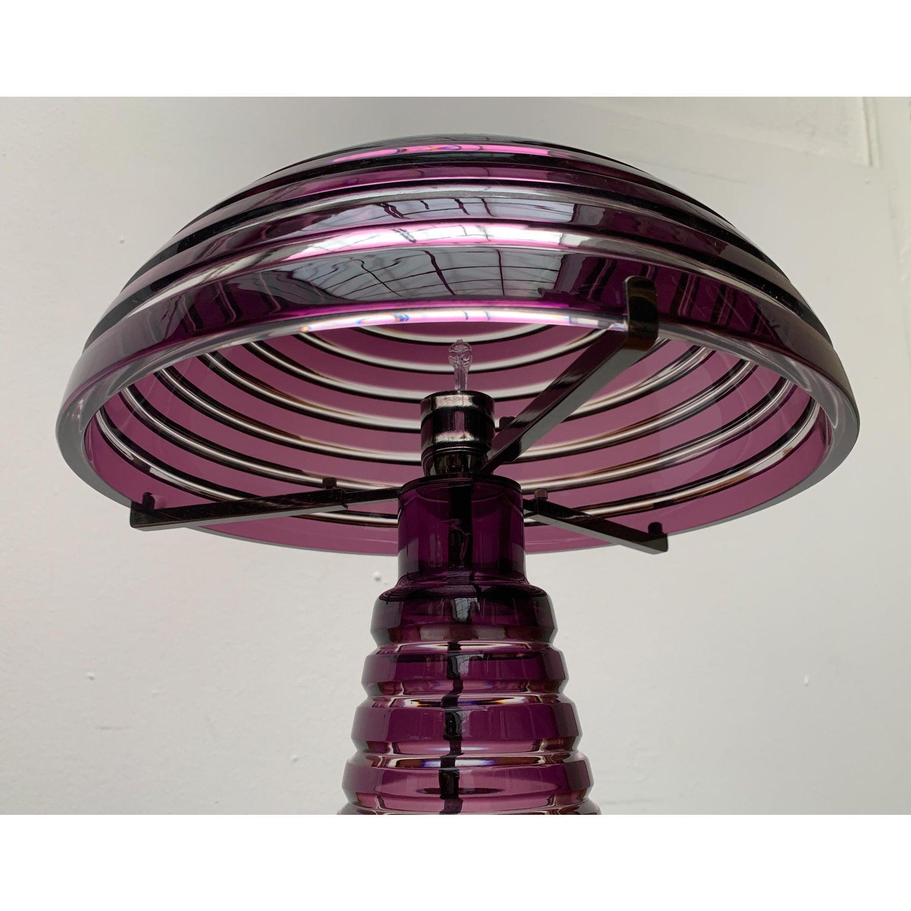 Lámpara de mesa posmoderna de cristal en forma de seta, Italia Metal en venta