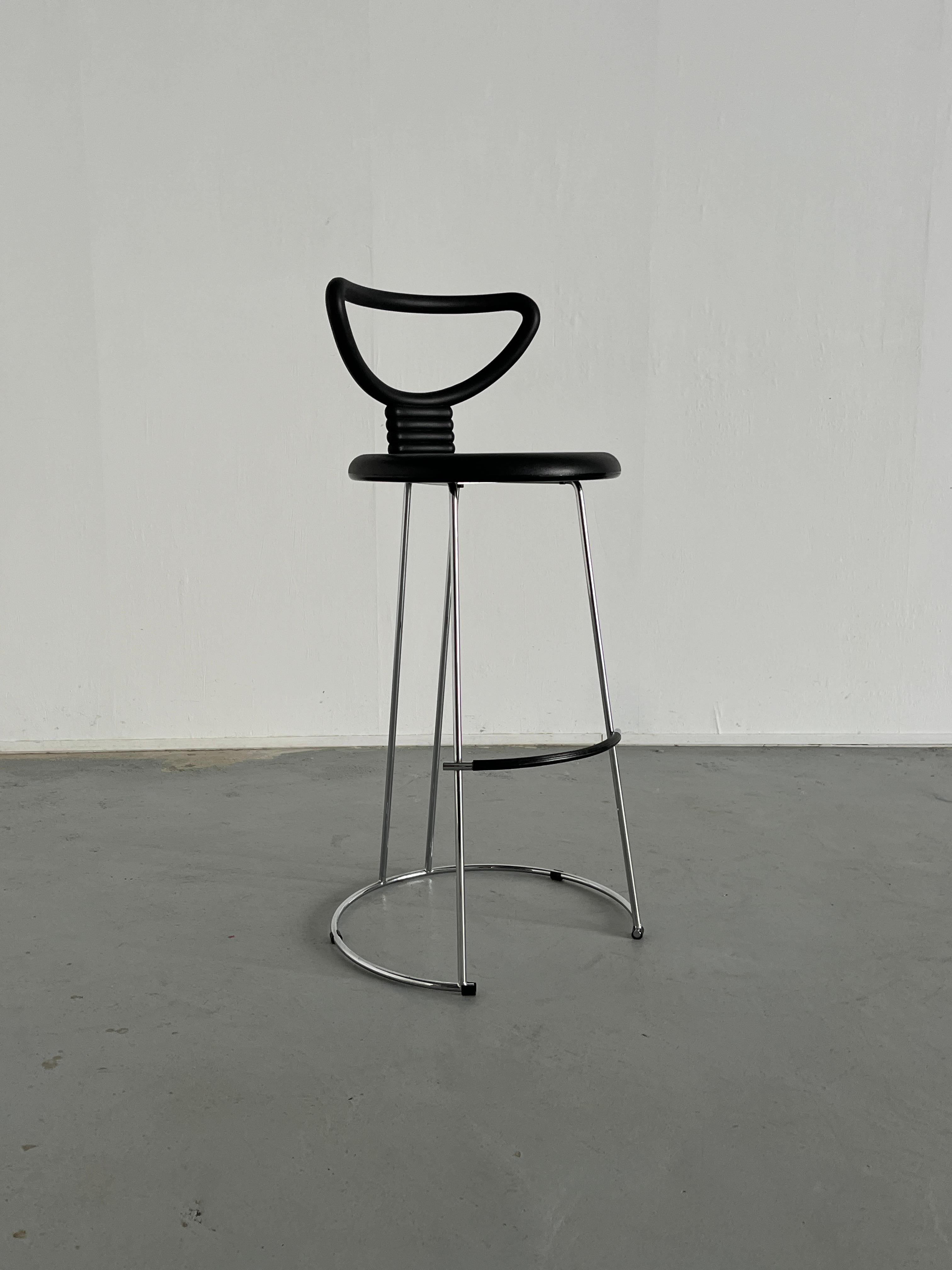 Post-Modern Postmodern 'Nardis' Chrome Stool by Nobu Tanigawa for Fasem, 1980s Fasem Italy For Sale