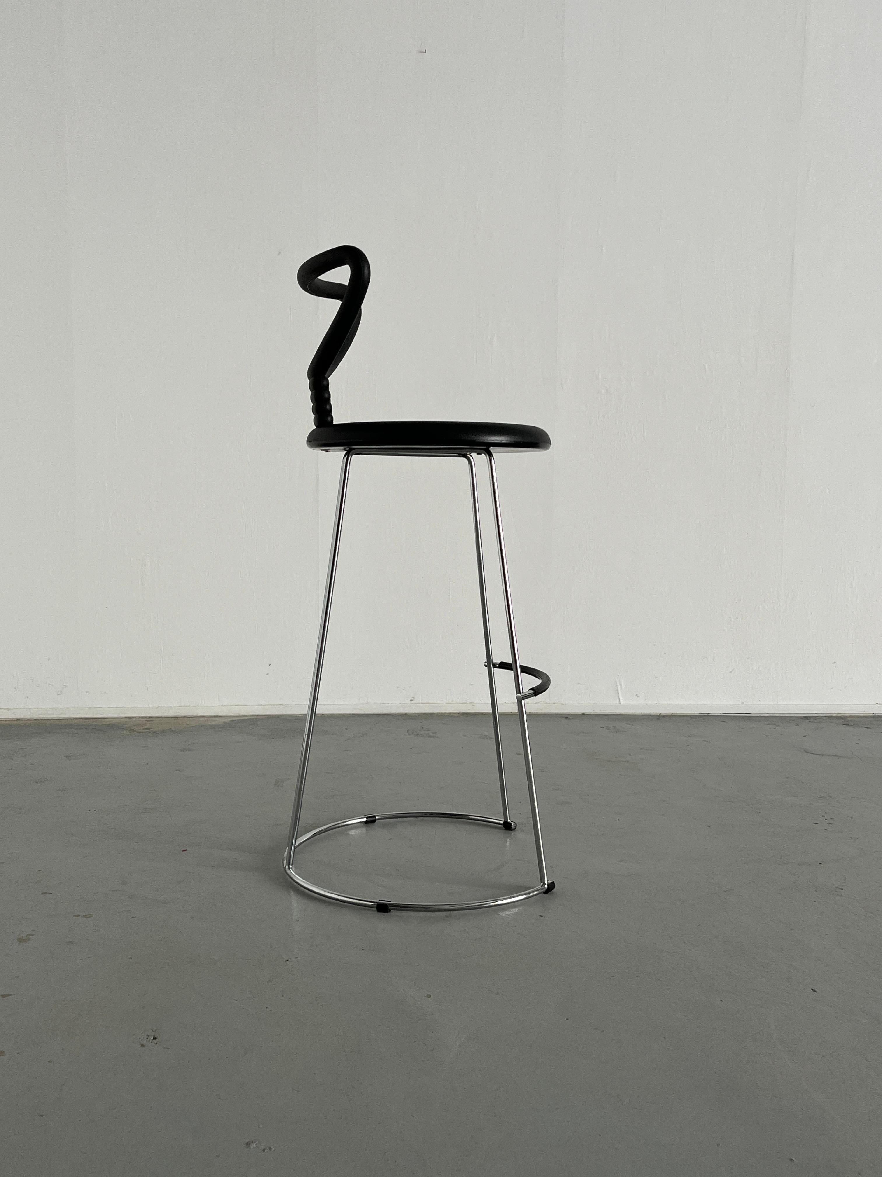 Postmodern 'Nardis' Chrome Stool by Nobu Tanigawa for Fasem, 1980s Fasem Italy In Good Condition For Sale In Zagreb, HR