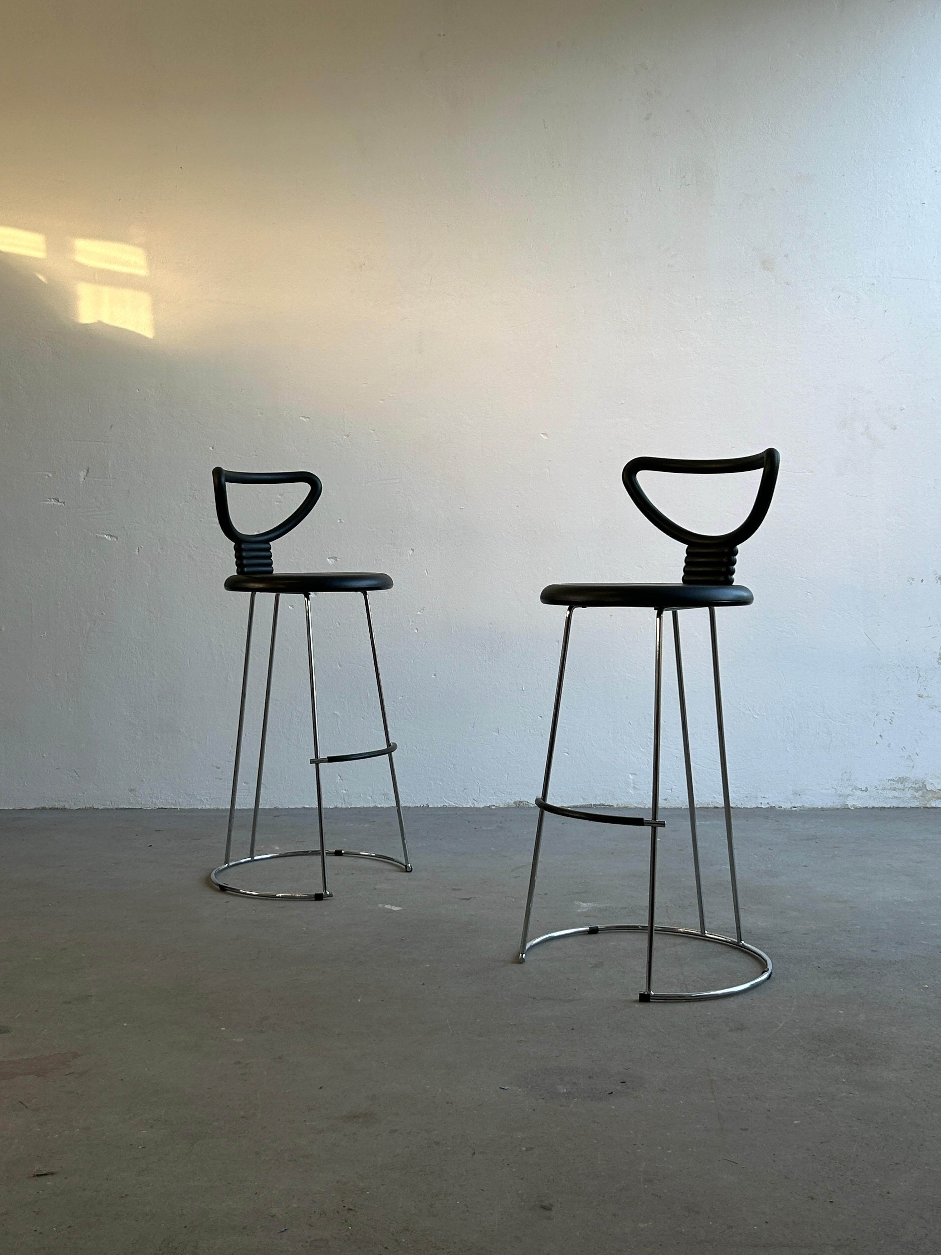 Post-Modern Postmodern 'Nardis' Chrome Stools by Nobu Tanigawa for Fasem, 1980s Italy For Sale