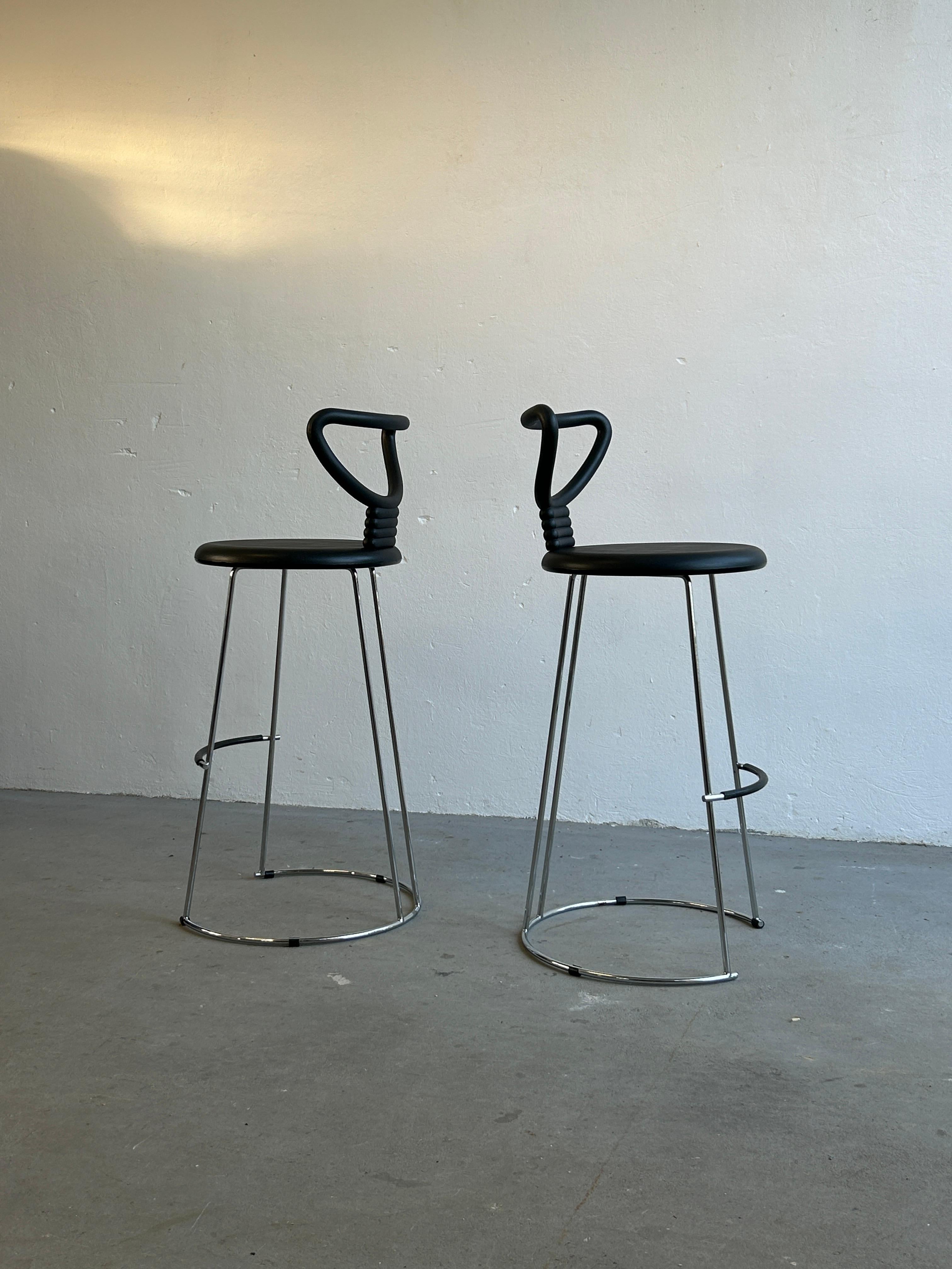 Postmodern 'Nardis' Chrome Stools by Nobu Tanigawa for Fasem, 1980s Italy In Good Condition For Sale In Zagreb, HR