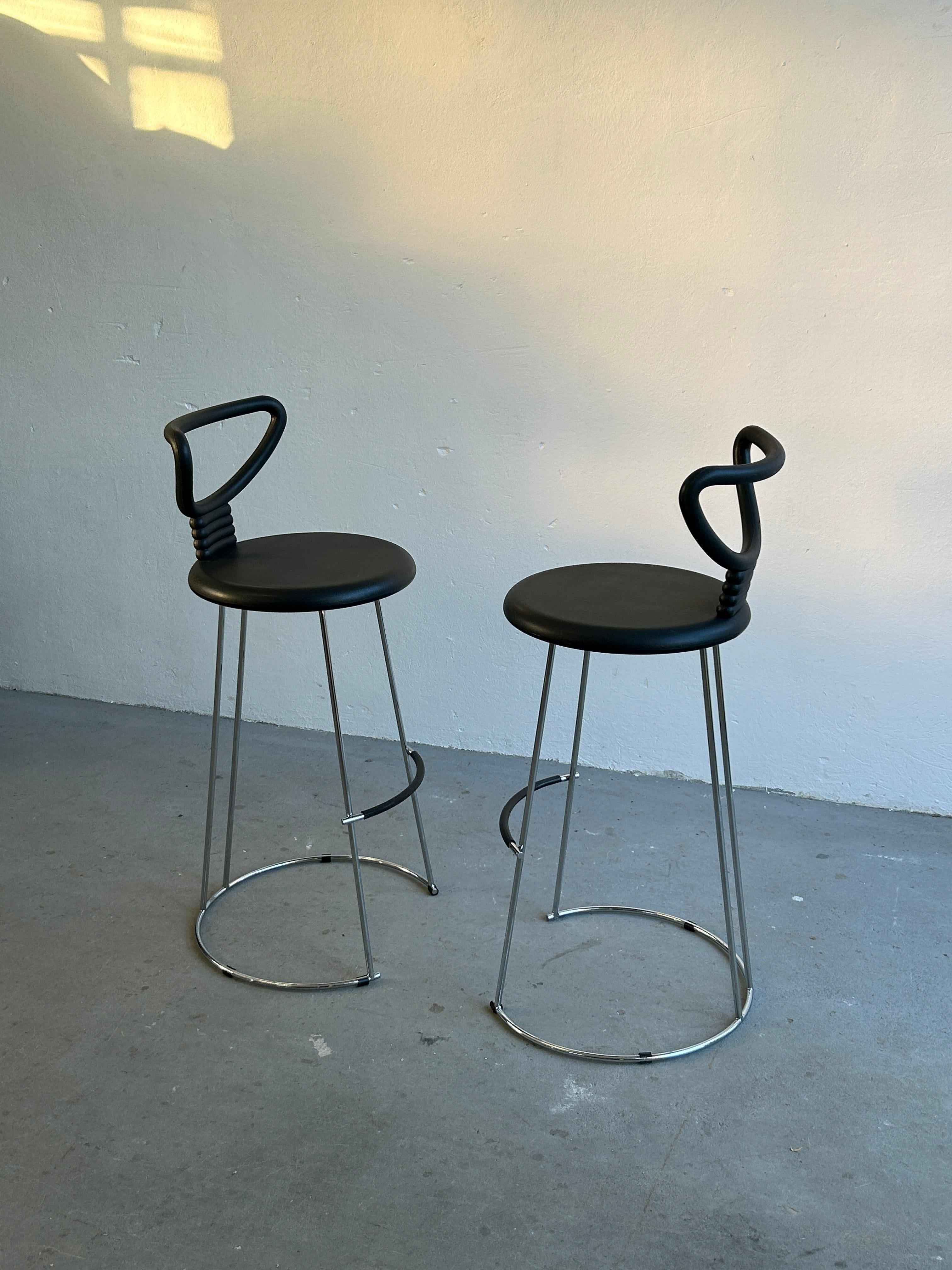 Late 20th Century Postmodern 'Nardis' Chrome Stools by Nobu Tanigawa for Fasem, 1980s Italy For Sale