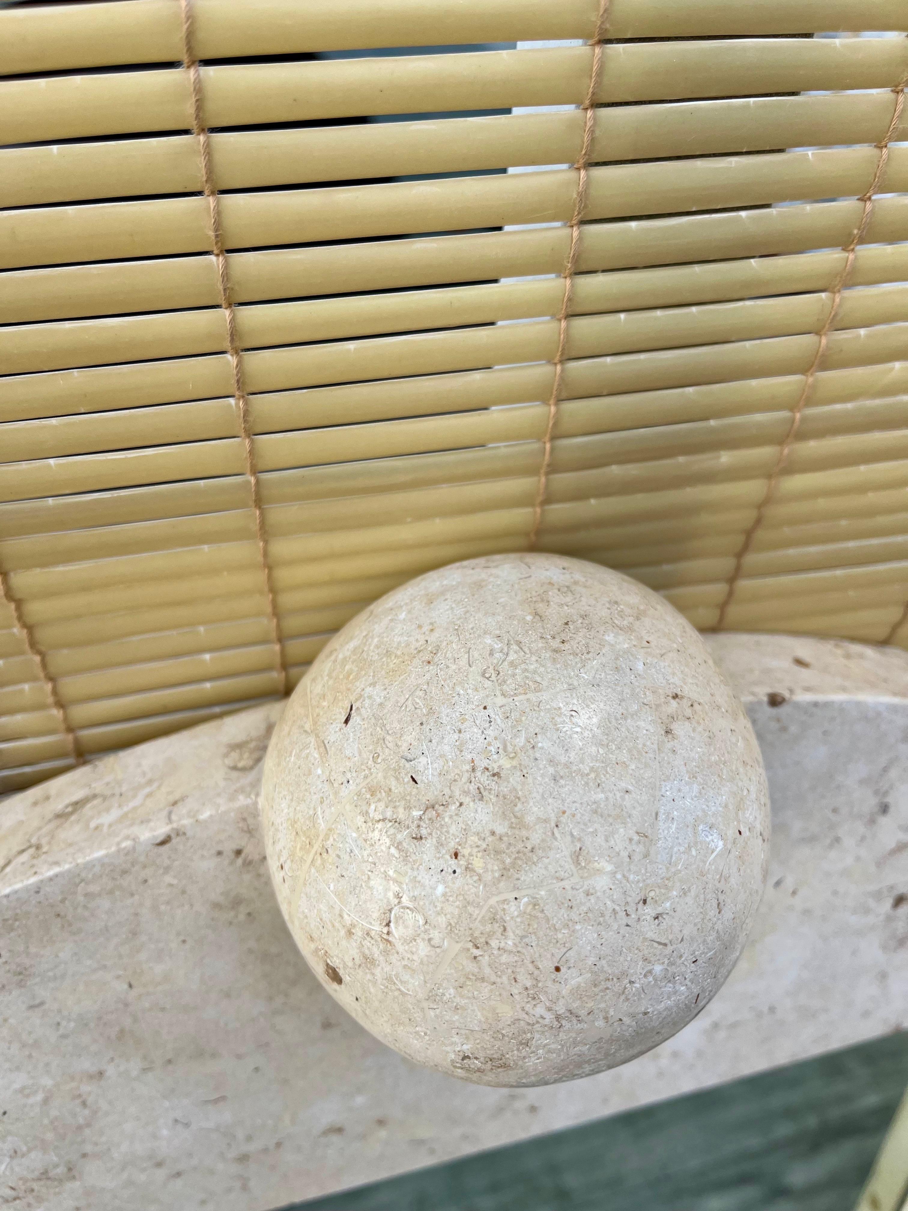 Postmodern Natural Mactan Stone Entry Console Table With Wall Mirror. C 1990s For Sale 10