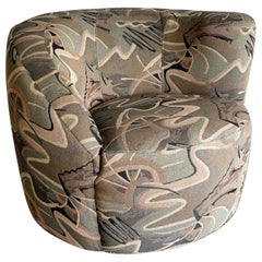 Postmodern Nautilus "Camo" Swivel Barrel Chair