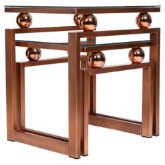 Postmodern Nesting Occasional Tables Copper-Finished Aluminium C.1980