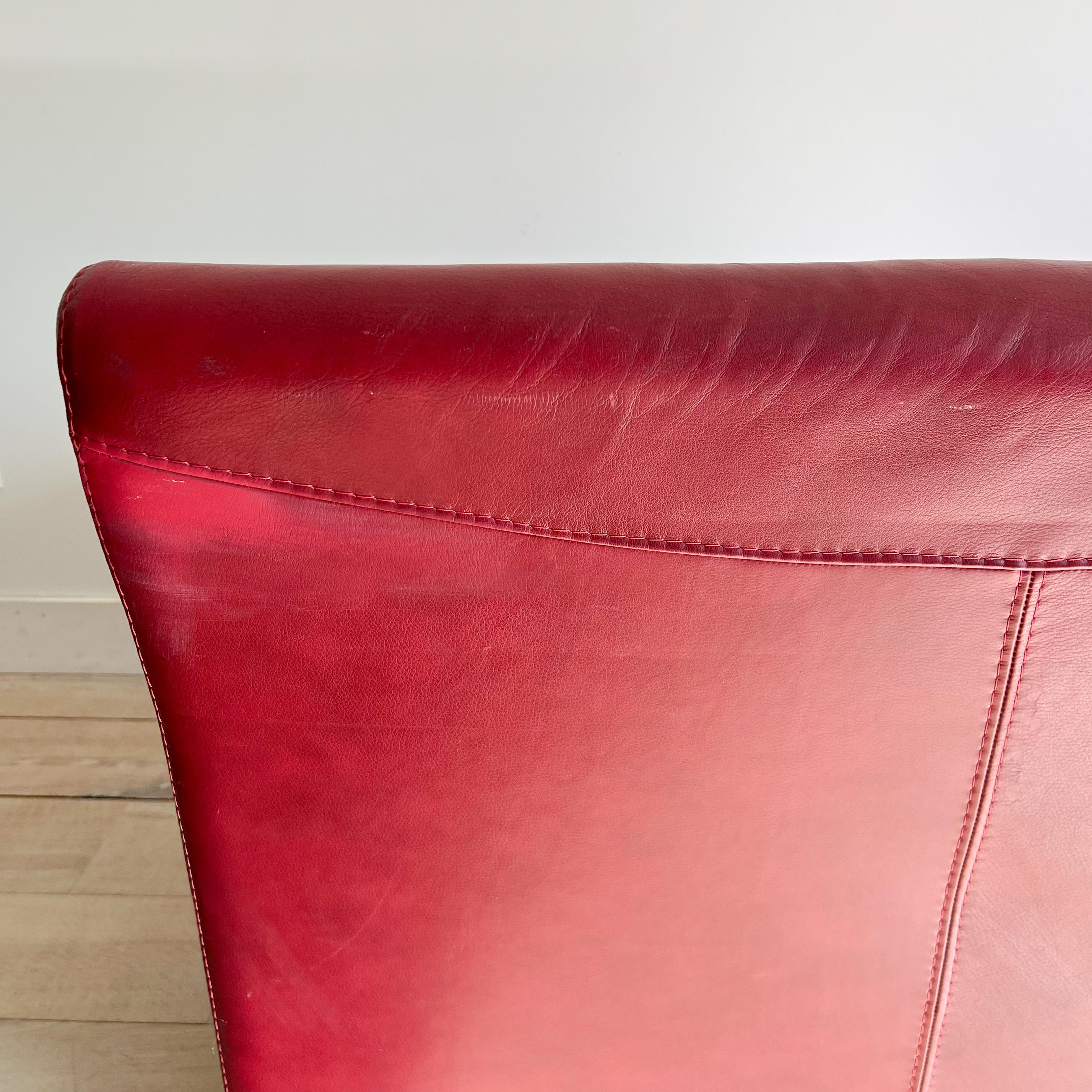 Postmodern Nicoletti Salotti Dark Red Leather Sofa/Loveseat - Made in Italy 11